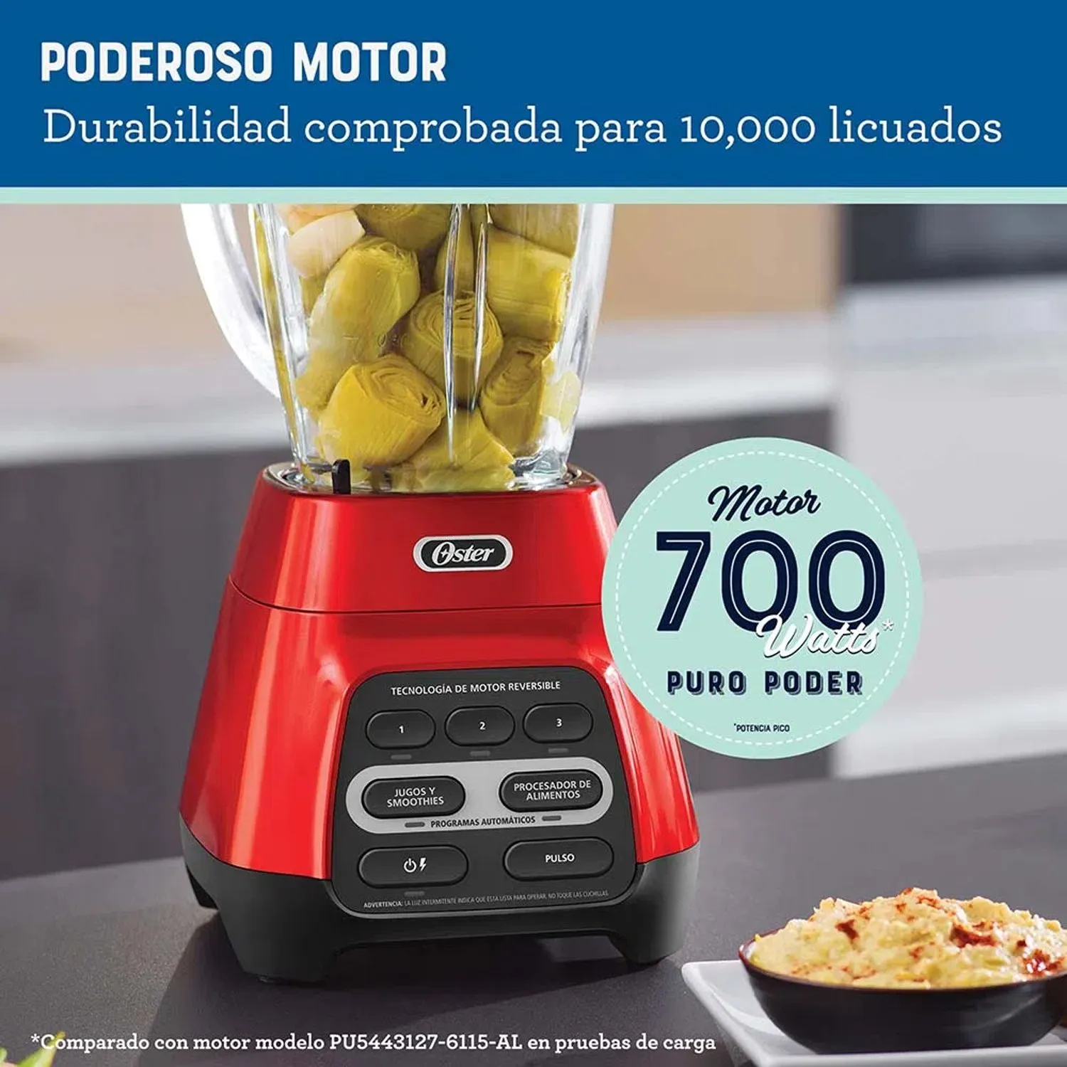 LICUADORA OSTER BLSTPYG1310 REVERSIBLE 1.5L RBG ROJO - 2