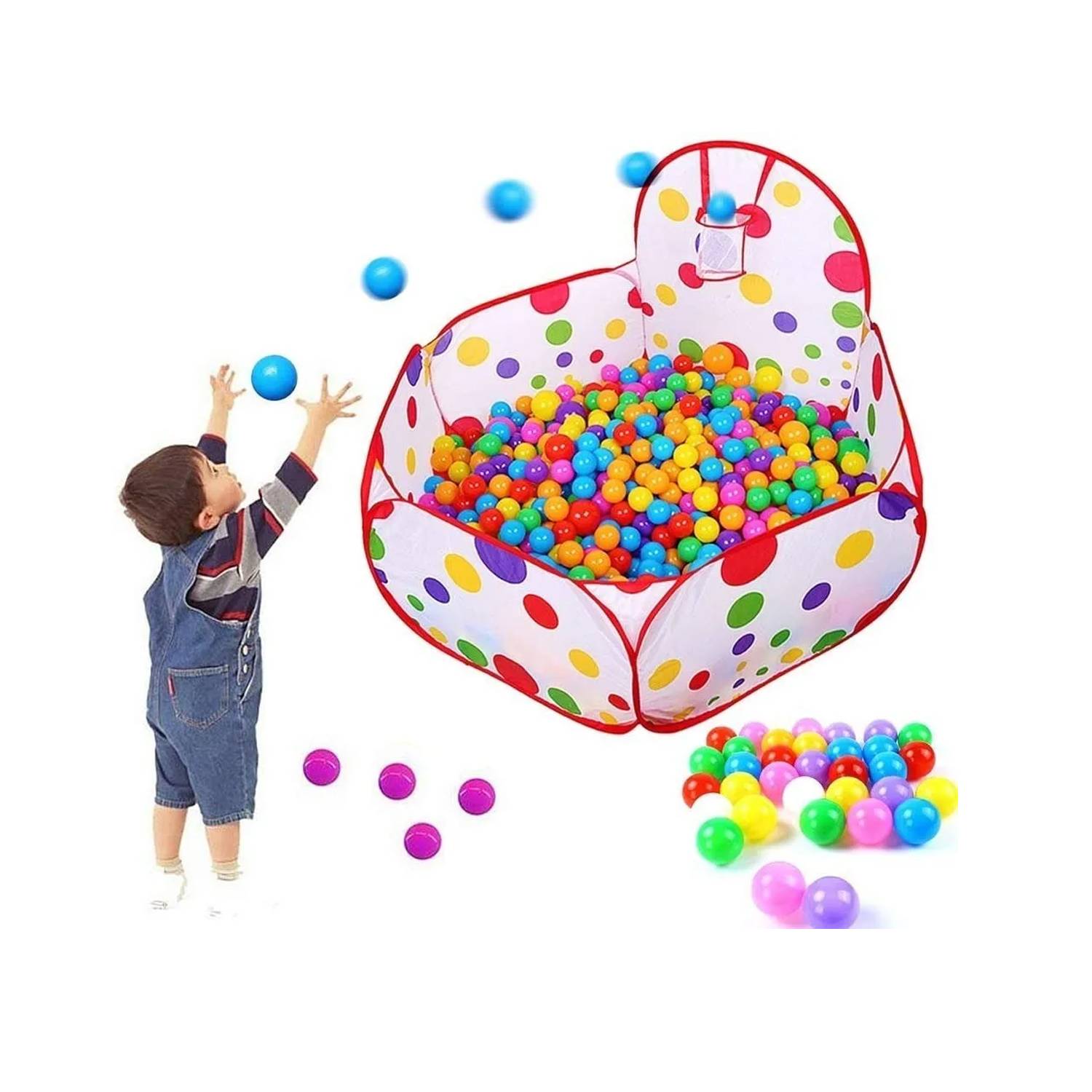 PISCINA DE PELOTAS CON ARO 100 PELOTAS MULTICOLOR - 4