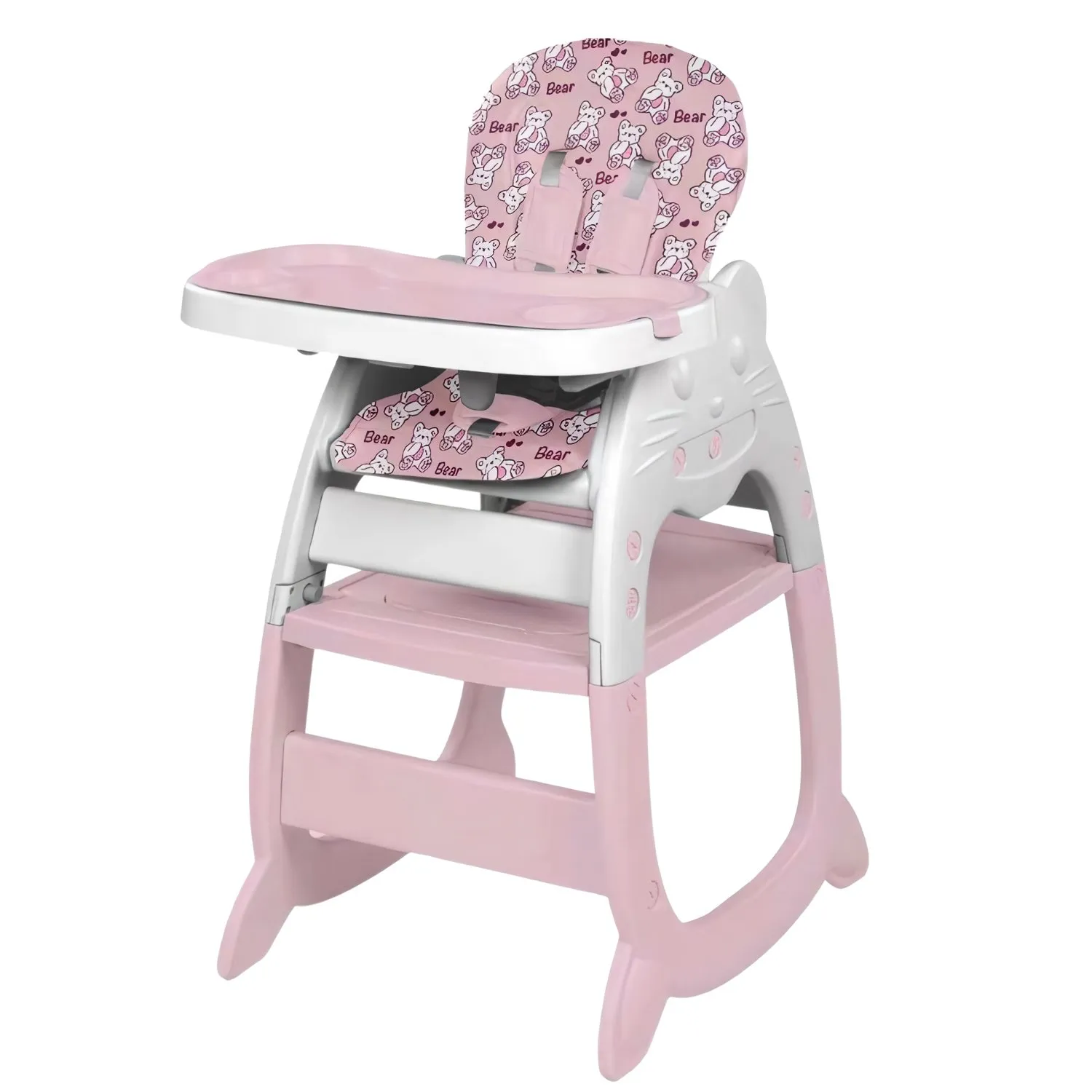 SILLA CARPETA HI BABY GATO 3 EN 1 ROSADO CON PLATO Y LEGO - 4