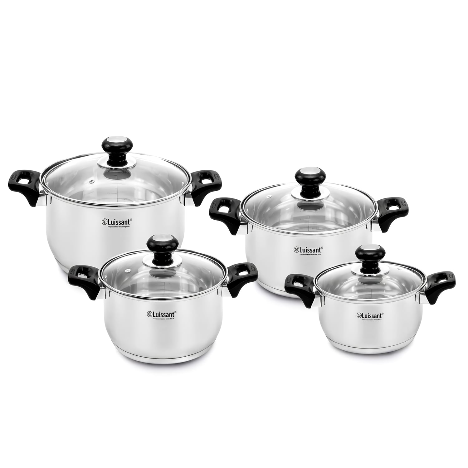 JUEGO DE OLLAS LUISSANT LU-1104A-N NEGRO LU-1104A 8 PIEZAS - 2
