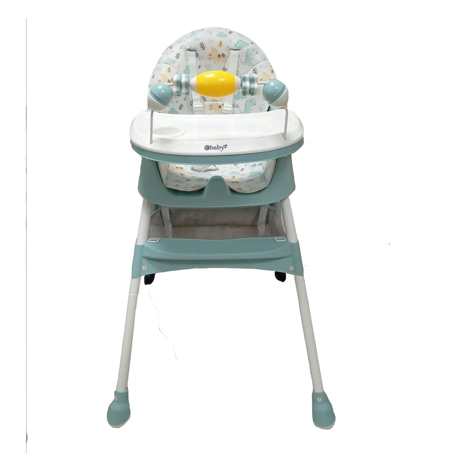 SILLA DE COMER PLEGABLE CON RUEDAS DOBLE BANDEJA LULU VERDE - 2