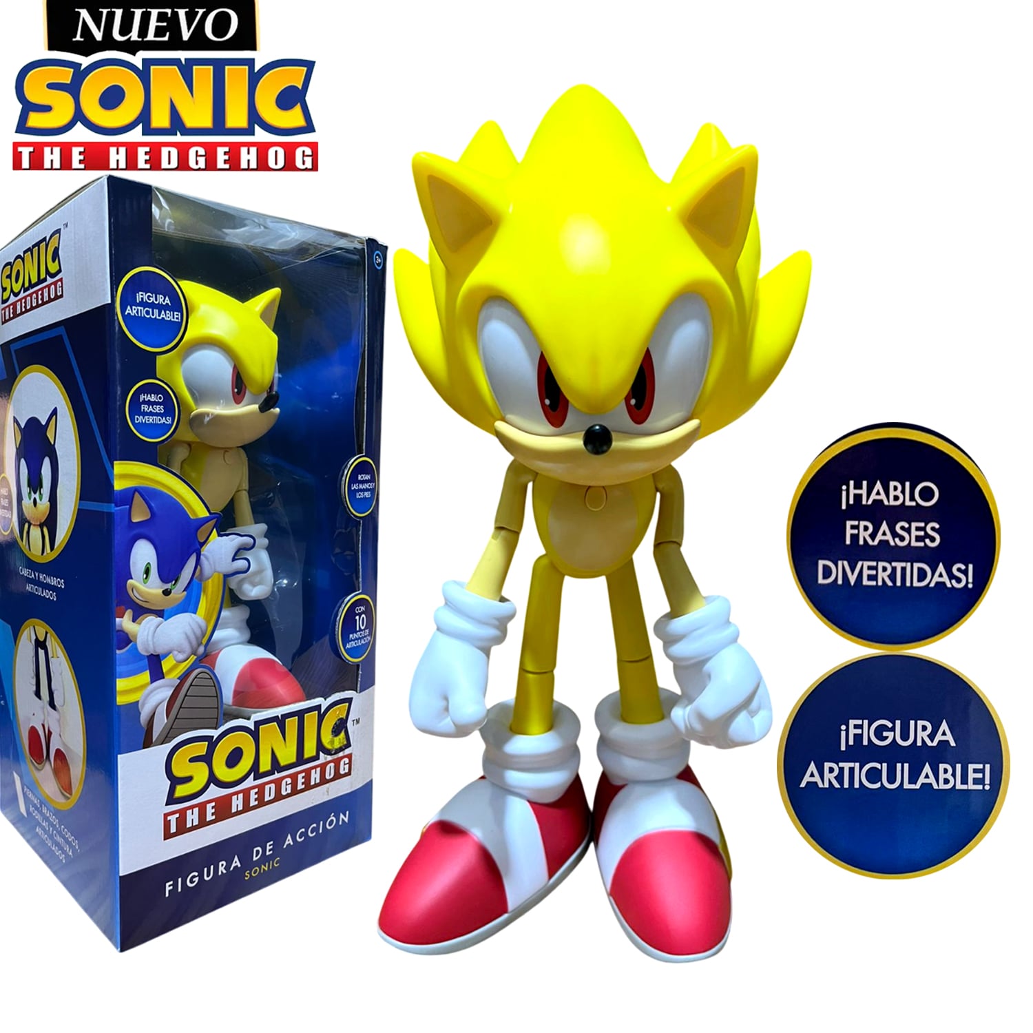 MUÑECO SUPER SONIC THE HEDGEHOG MUSICAL Y ARTICULABLE SONICM1-SUPER - 1