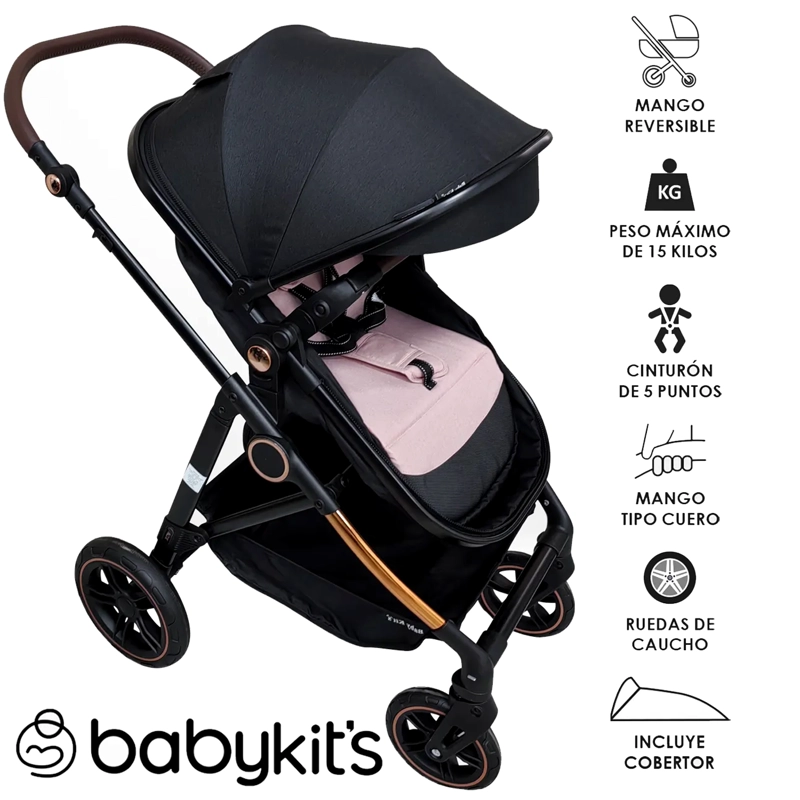 COCHE MOISÉS BABY KITS VOX T BK6074 ROSADO - 1