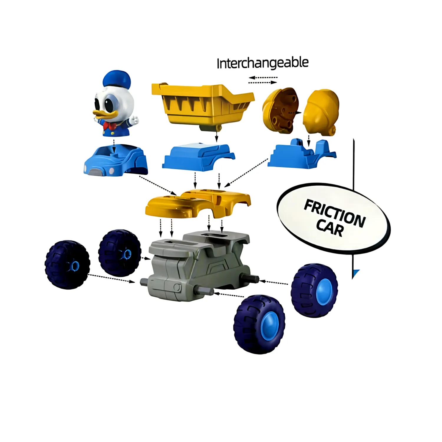 JUGUETE MEZCLADORA DE FRICCIÓN DEL PATO DONALD 2 EN 1 12 PIEZAS M38-LS005 - 2