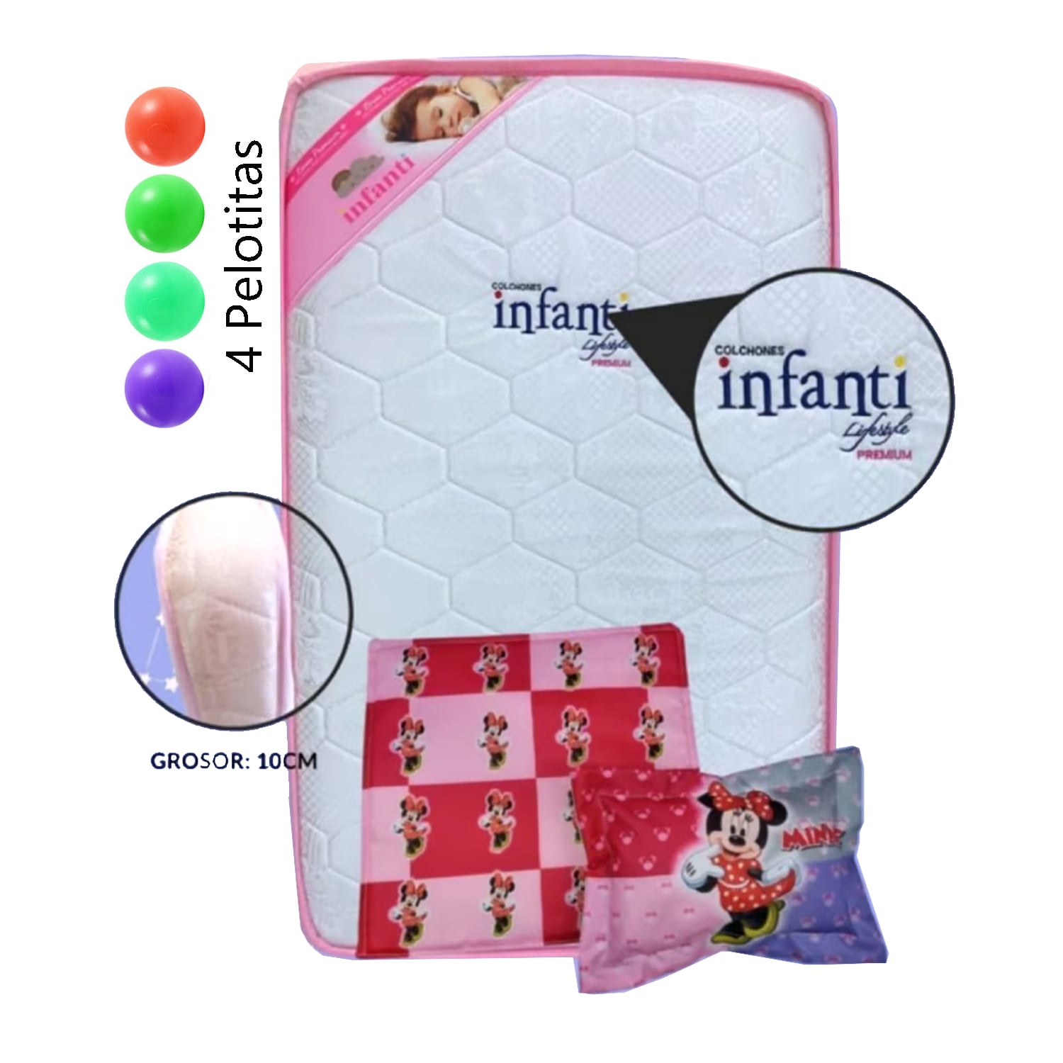 COLCHÓN DE BEBE PARA CUNAS PACK AND PLAY ROSADO - 1