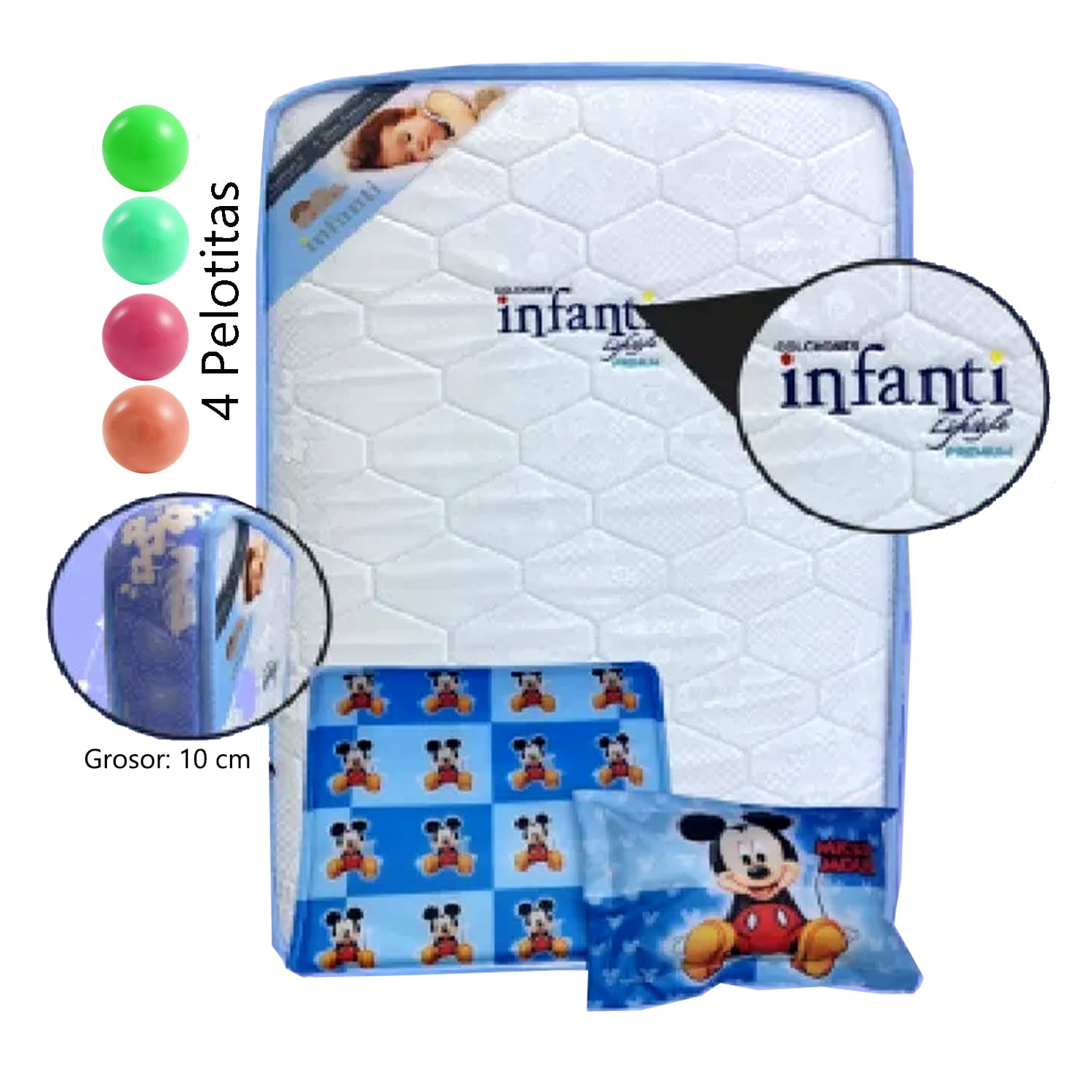 COLCHÓN DE BEBE PARA CUNAS PACK AND PLAY AZUL - 1