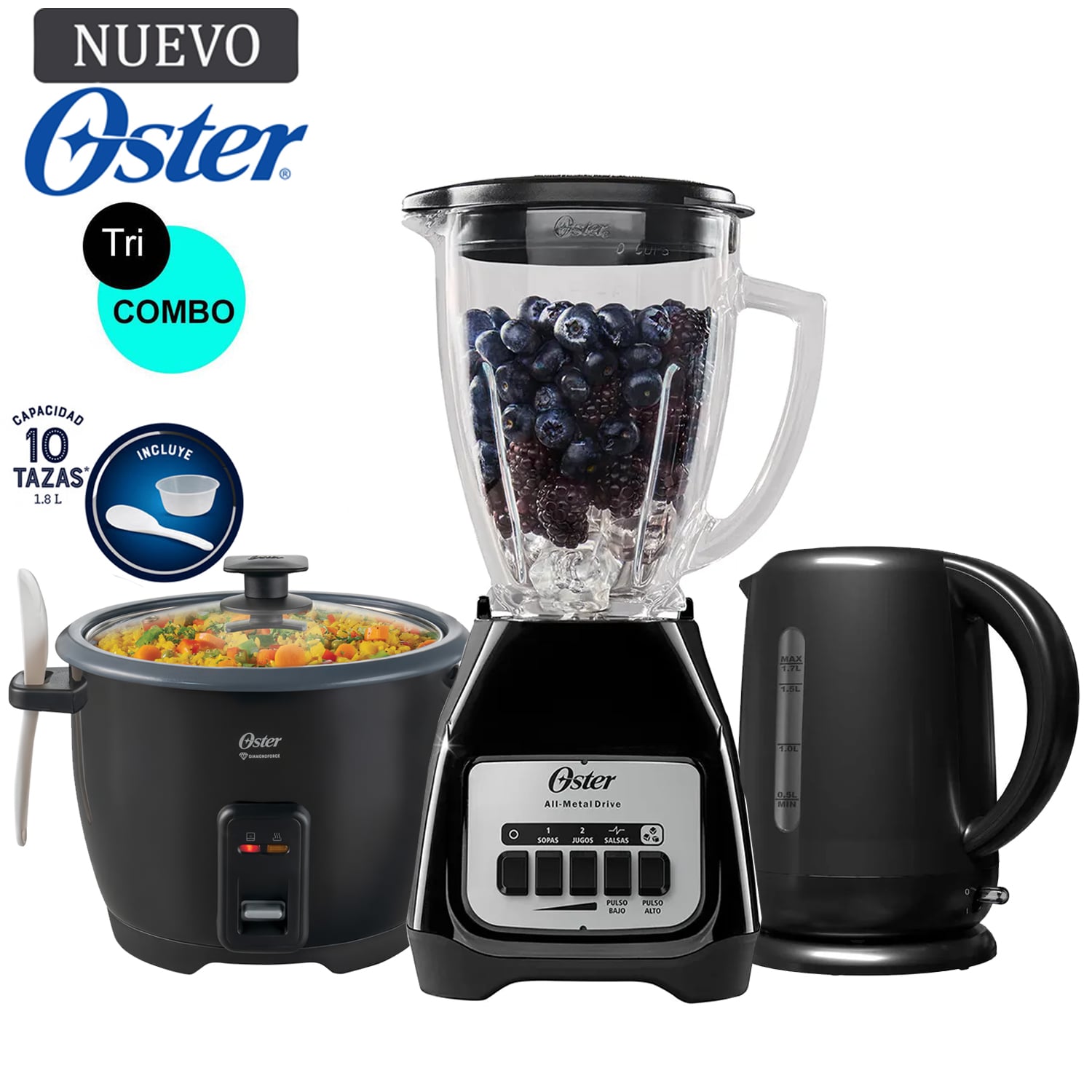 TRI-COMBO OLLA ARROCERA CKSTRCB10DFBLK + BLSTKAG-BPB+ BVSTKT3101 - 1