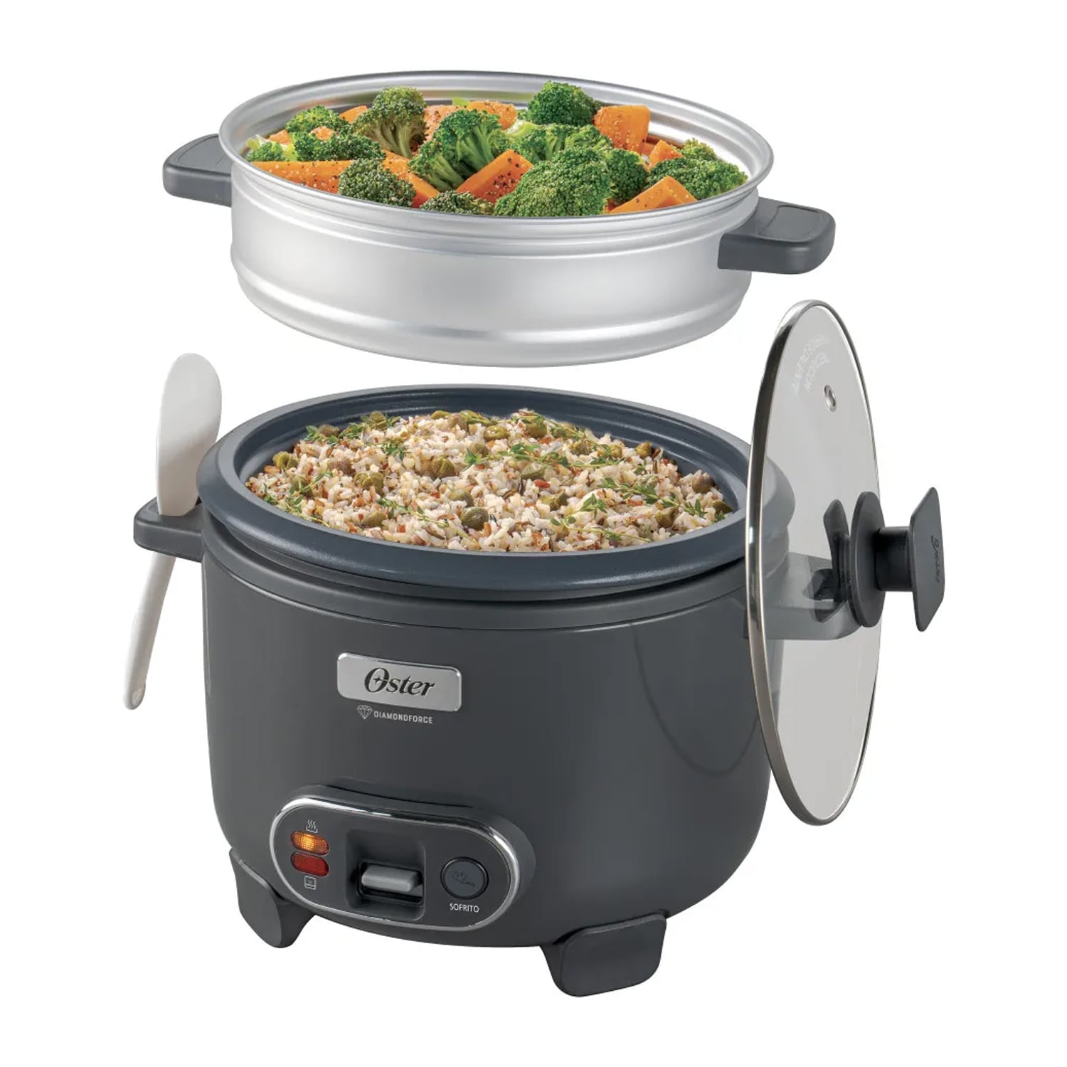 OLLA ARROCERA OSTER 1.8L 3 EN 1 FUNCIÓN DE SOFRITO VAPORERA GRIS CKSTRC10DFSKE - 5
