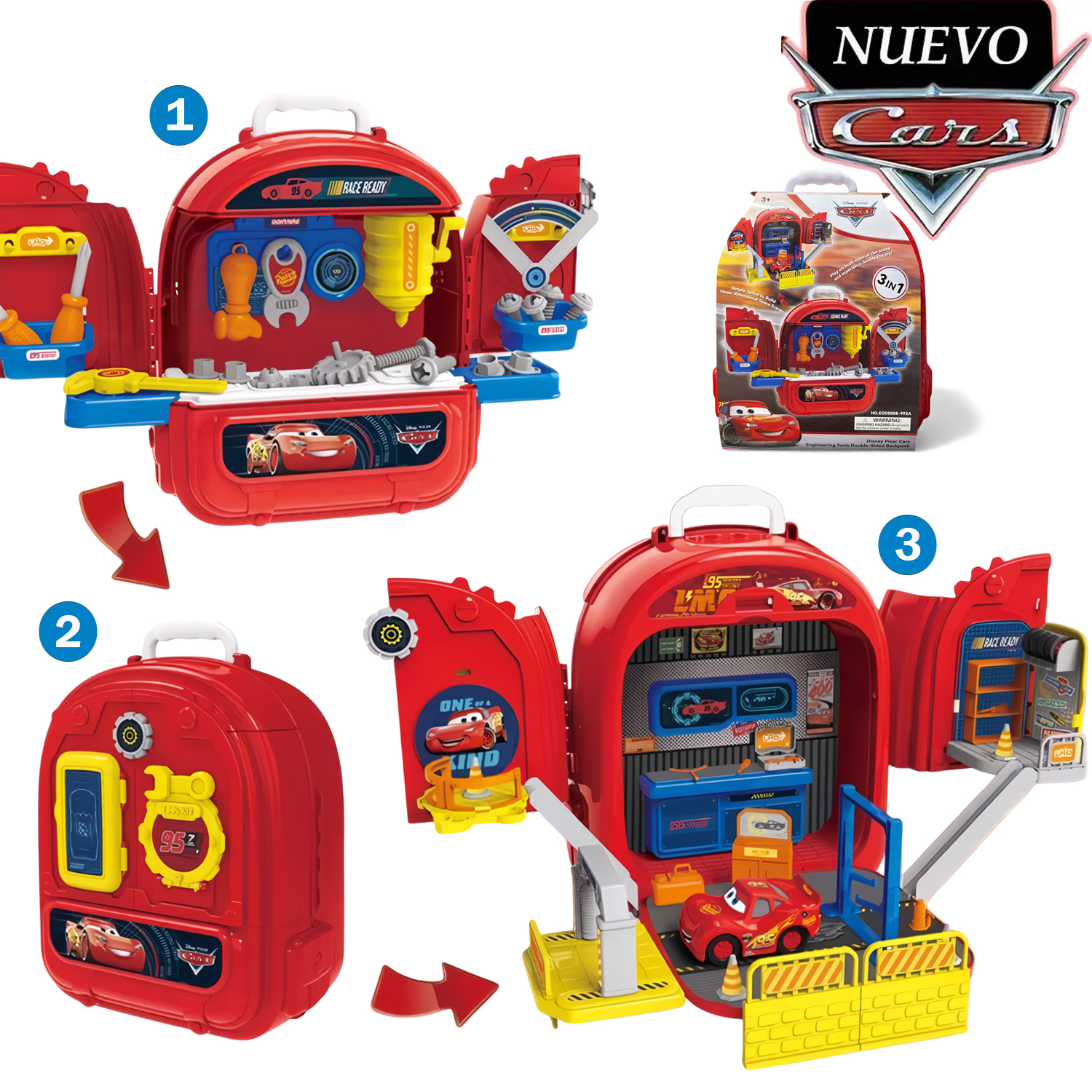 JUGUETE SET DE HERRAMIENTA 3 EN 1 CARS EODS008-992A - 1