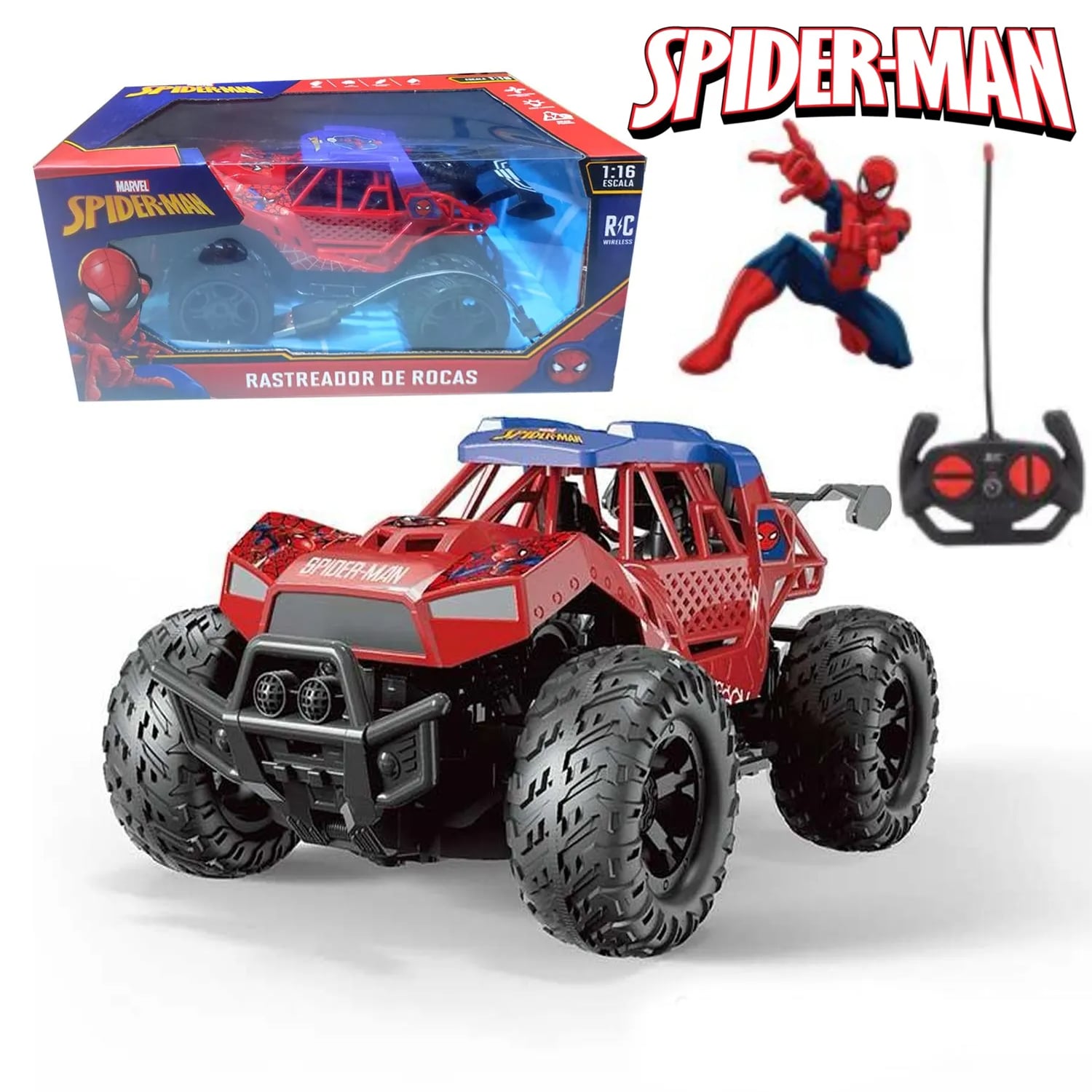JUGUETE CARRO RASTREADOR DE ROCAS SPIDER-MAN CON CONTROL  SBY162-1A - 1
