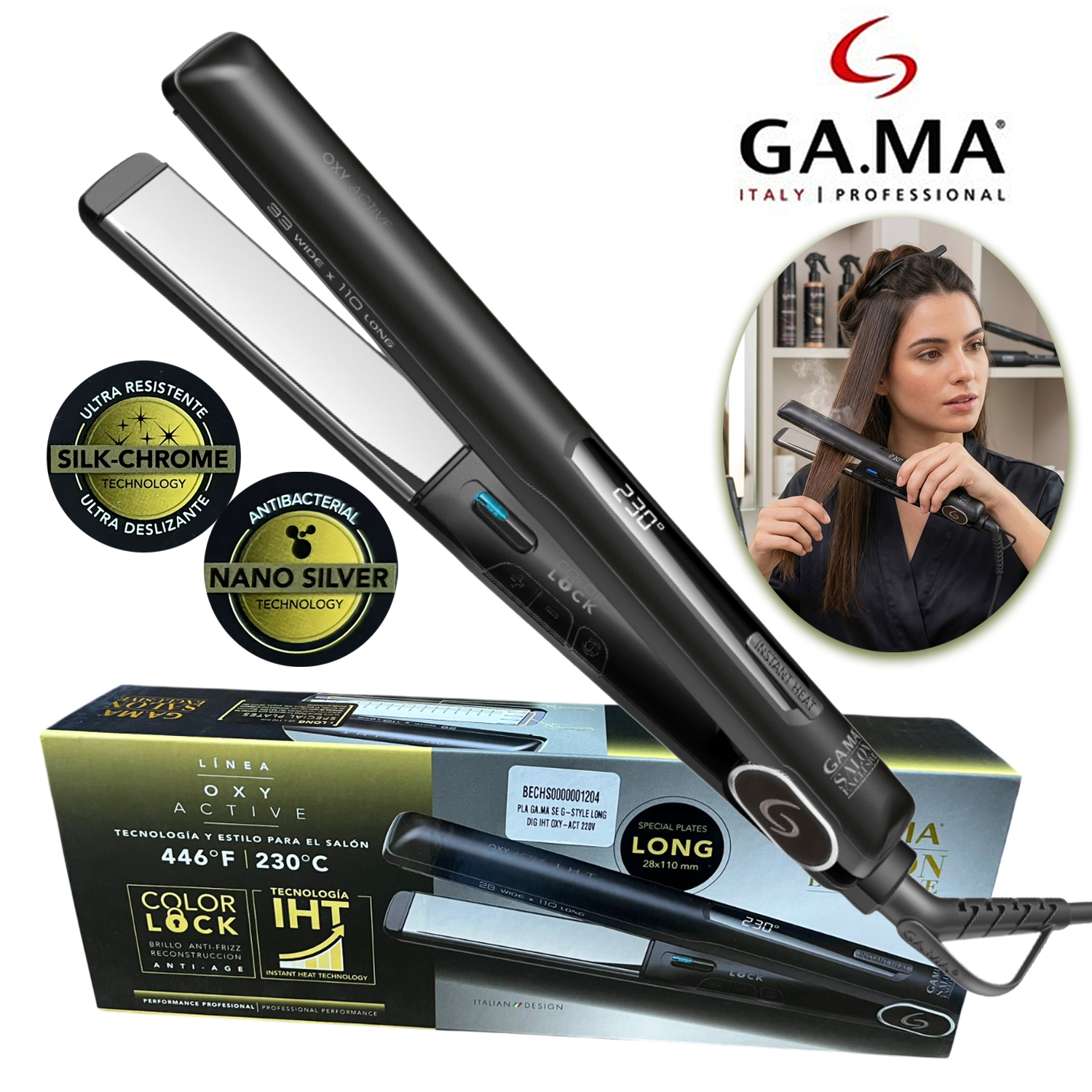 PLANCHA ALISADOR OXY-ACT GAMA 220V SE G-STYLE LONG DIG IHT BECHS0000001204 - 1