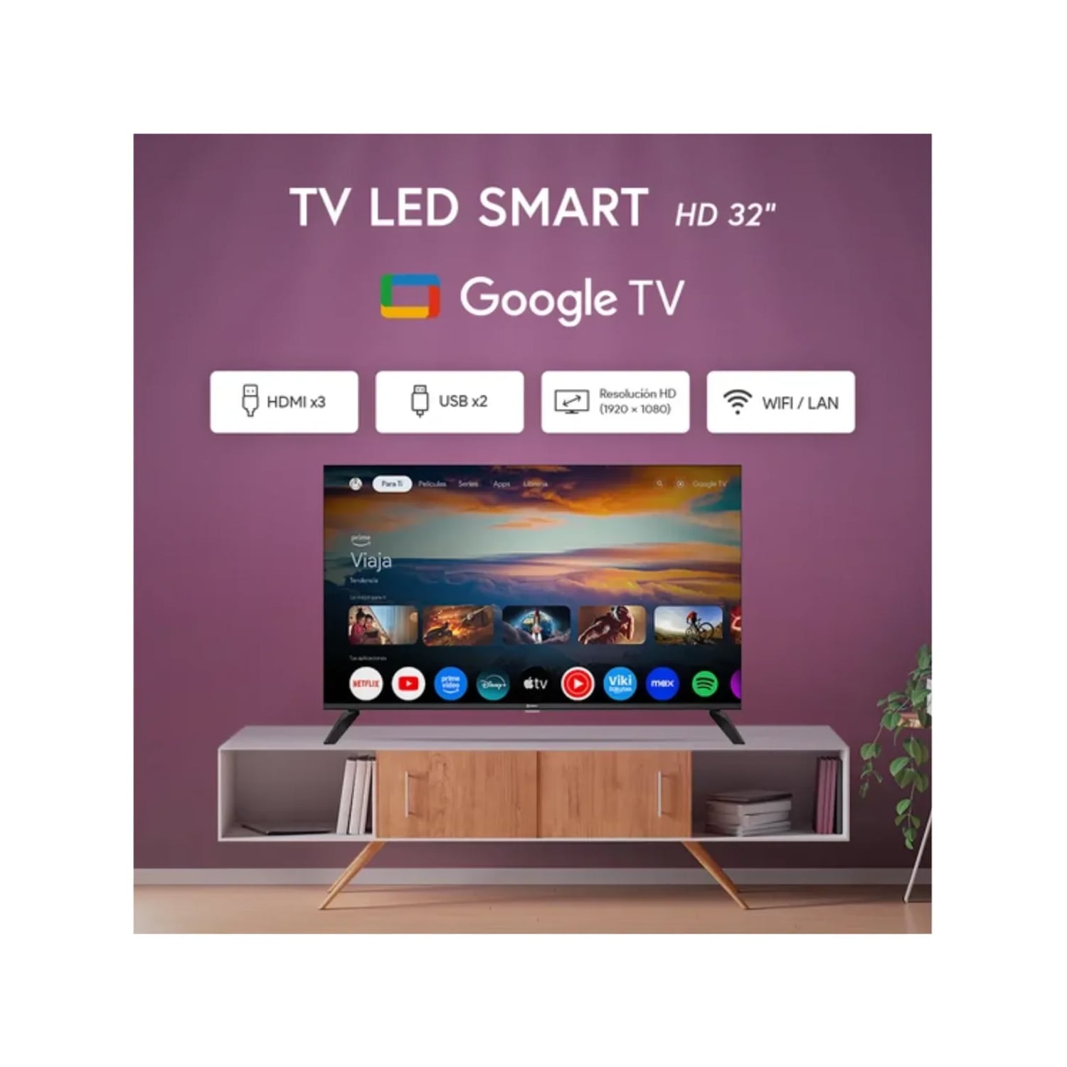 TELEVISOR MIRAY GOOGLE SMART TV LED HD 32 MS32-E2000GBT + SOUNDBAR MIRAY SBM-S30Y BLUETOOTH 60 WATTS - 4