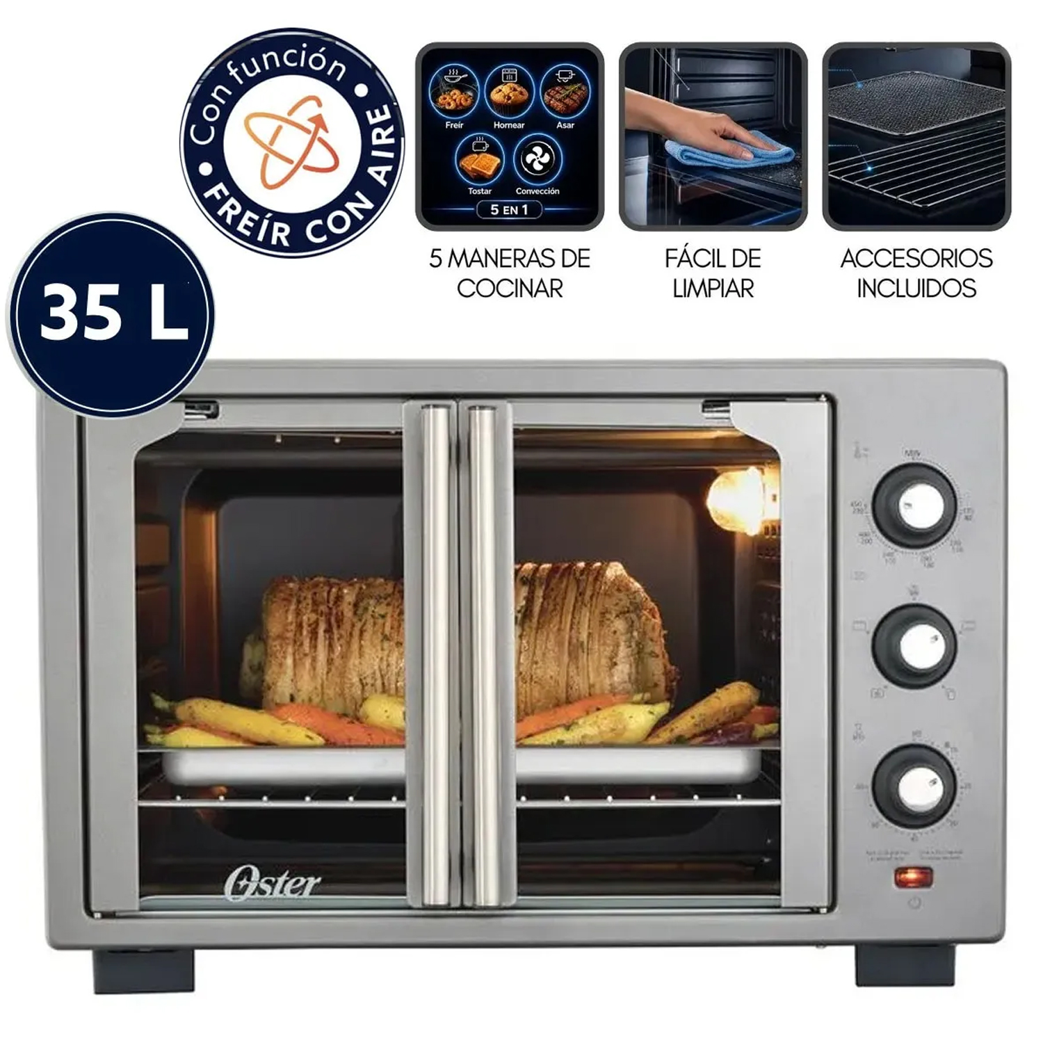 HORNO ELÉCTRICO CON FREIDORA DE AIRE 35L PUERTA FRANCESA TSSTTV35FDMAFNS - 1