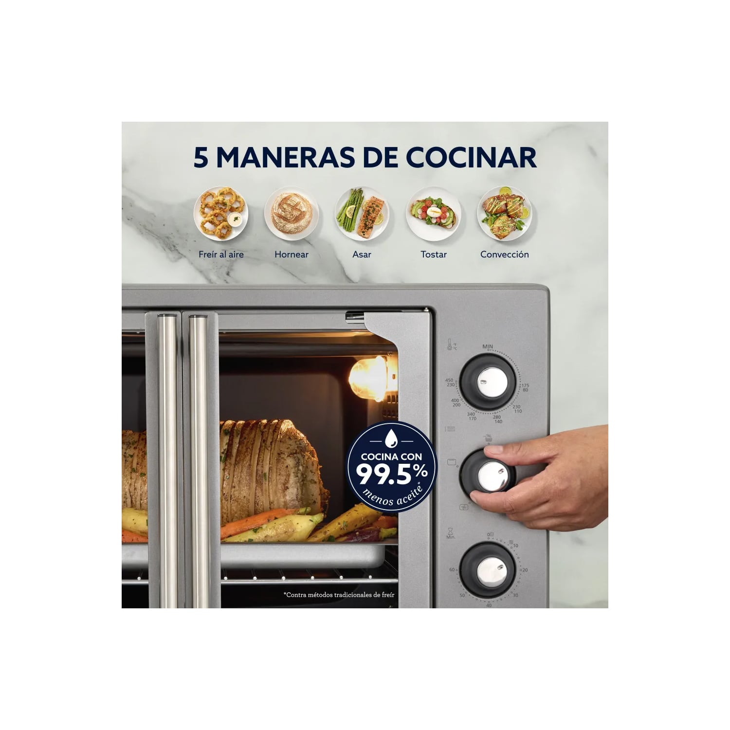 HORNO ELÉCTRICO CON FREIDORA DE AIRE 35L PUERTA FRANCESA TSSTTV35FDMAFNS - 3