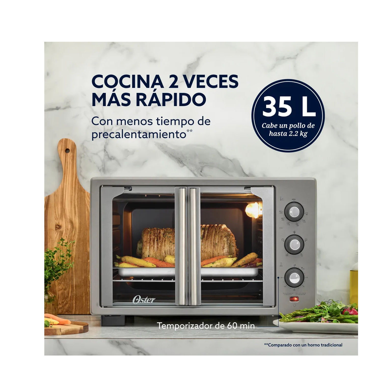 HORNO ELÉCTRICO CON FREIDORA DE AIRE 35L PUERTA FRANCESA TSSTTV35FDMAFNS - 4