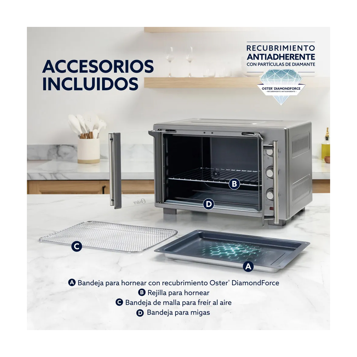 HORNO ELÉCTRICO CON FREIDORA DE AIRE 35L PUERTA FRANCESA TSSTTV35FDMAFNS - 5