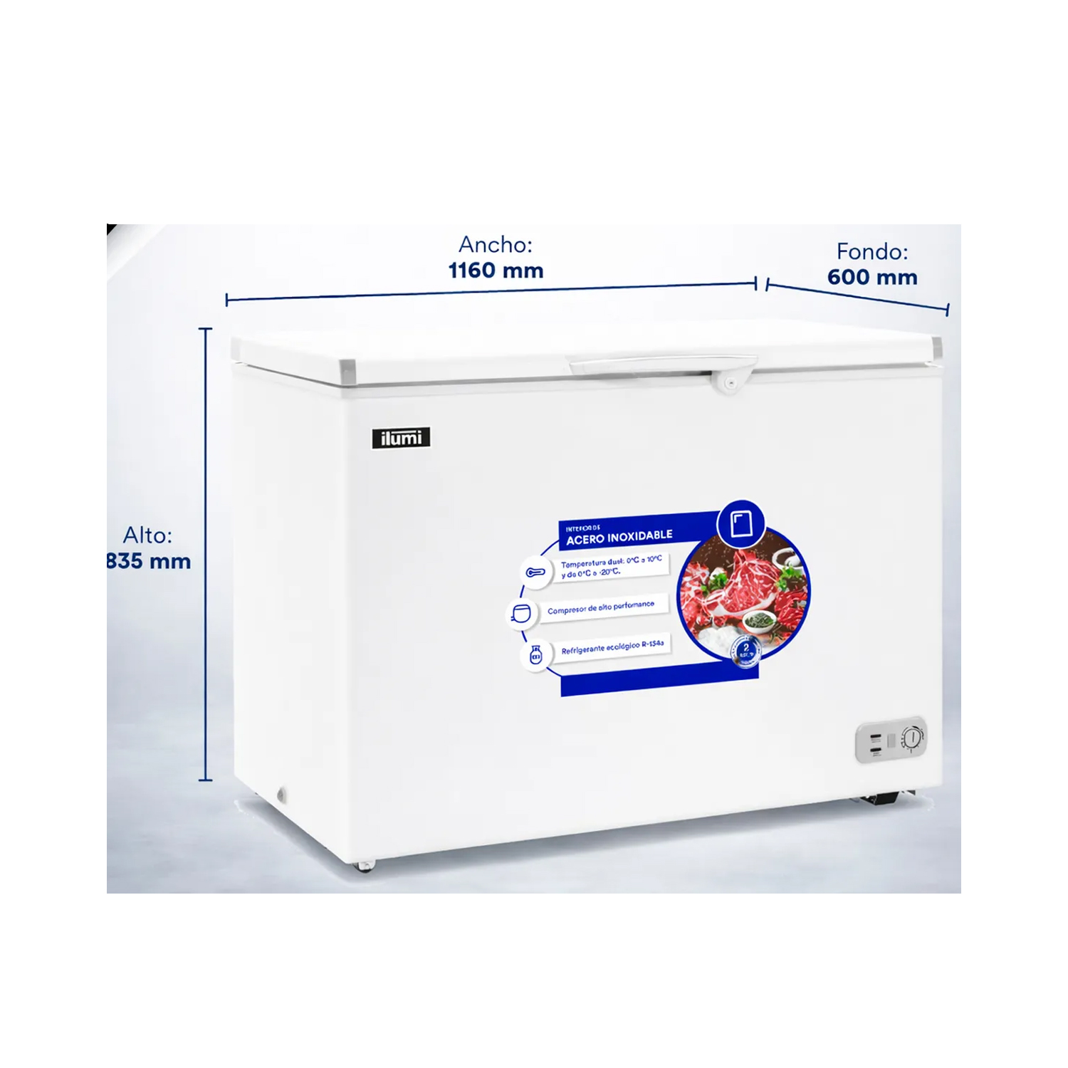 CONGELADOR CON TINA DE ACERO INOXIDABLE DE 340 LITROS TFI-3400WH BLANCO - 4