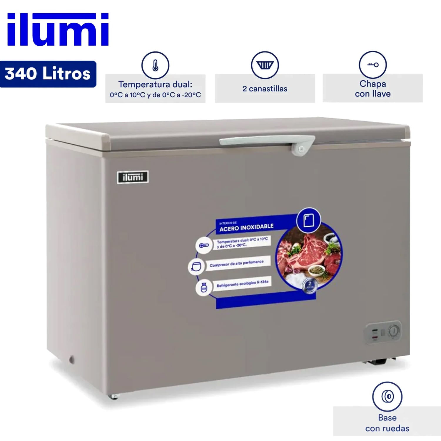 CONGELADOR CON TINA DE ACERO INOXIDABLE DE 340 LITROS TFI-3400DG - 1