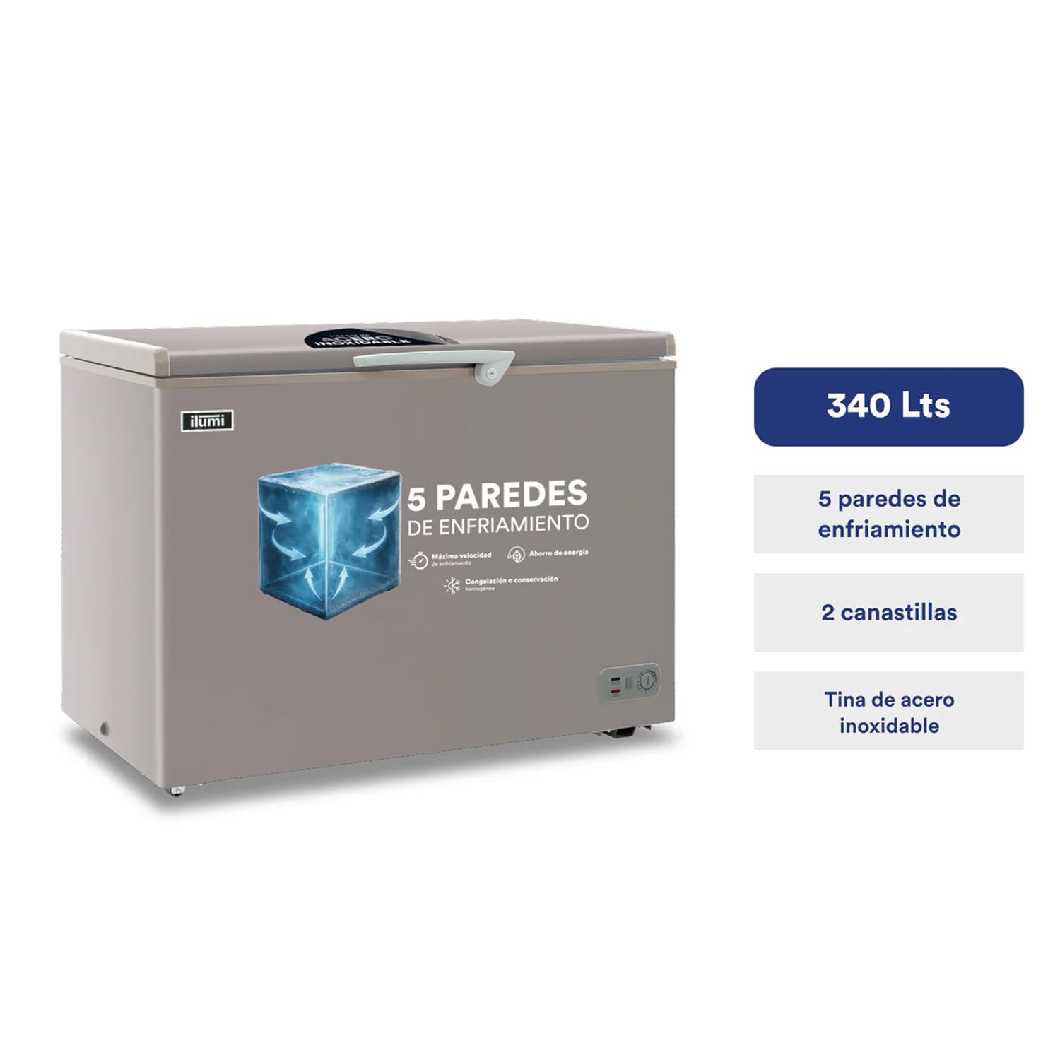 CONGELADOR CON TINA DE ACERO INOXIDABLE DE 340 LITROS TFI-3400DG - 3