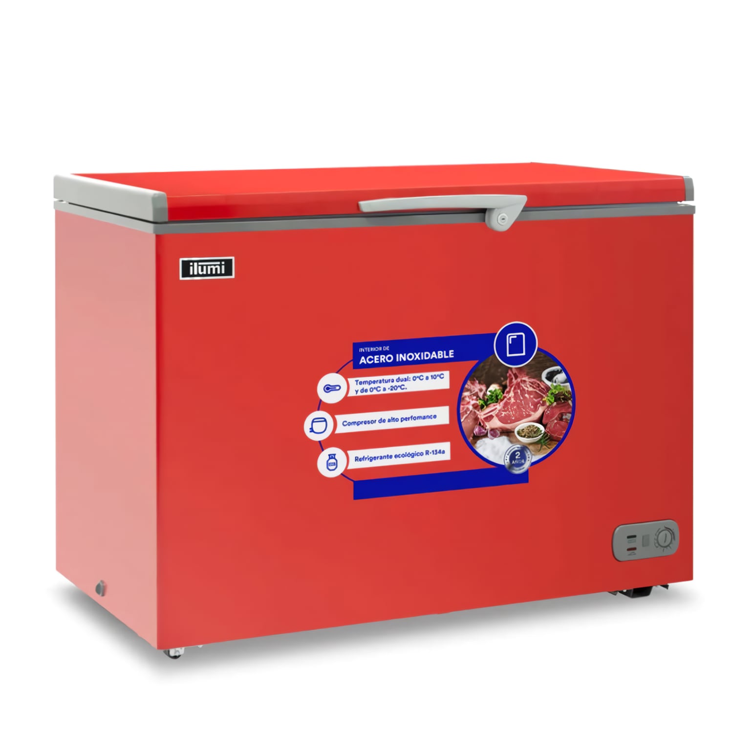 CONGELADOR CON TINA DE ACERO INOXIDABLE DE 340 LITROS TFI-3400RE ROJO - 2