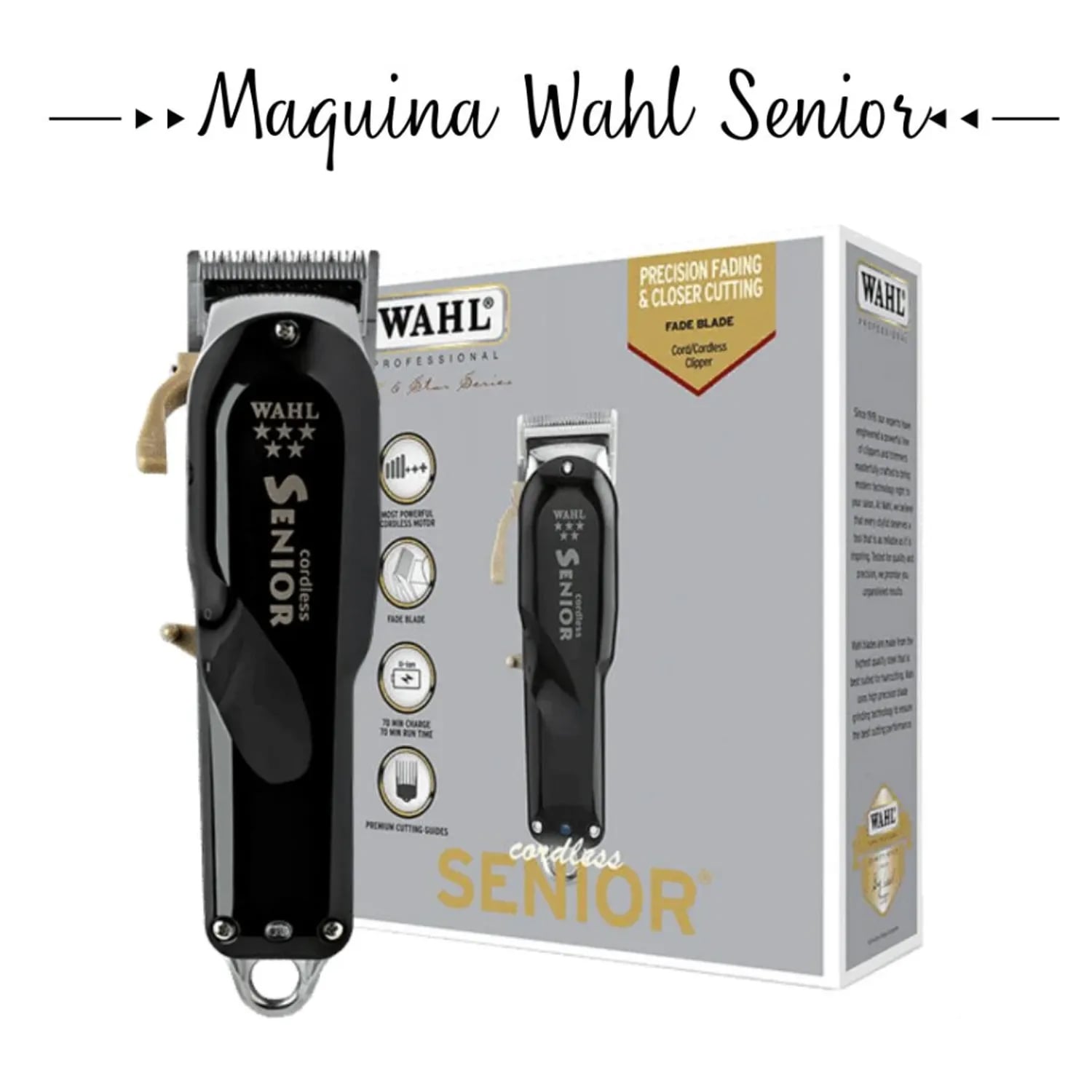 MÁQUINA CORTADOR DE CABELLO WAHL PROFESIONAL SENIOR CORDLESS 08504-358 - 3