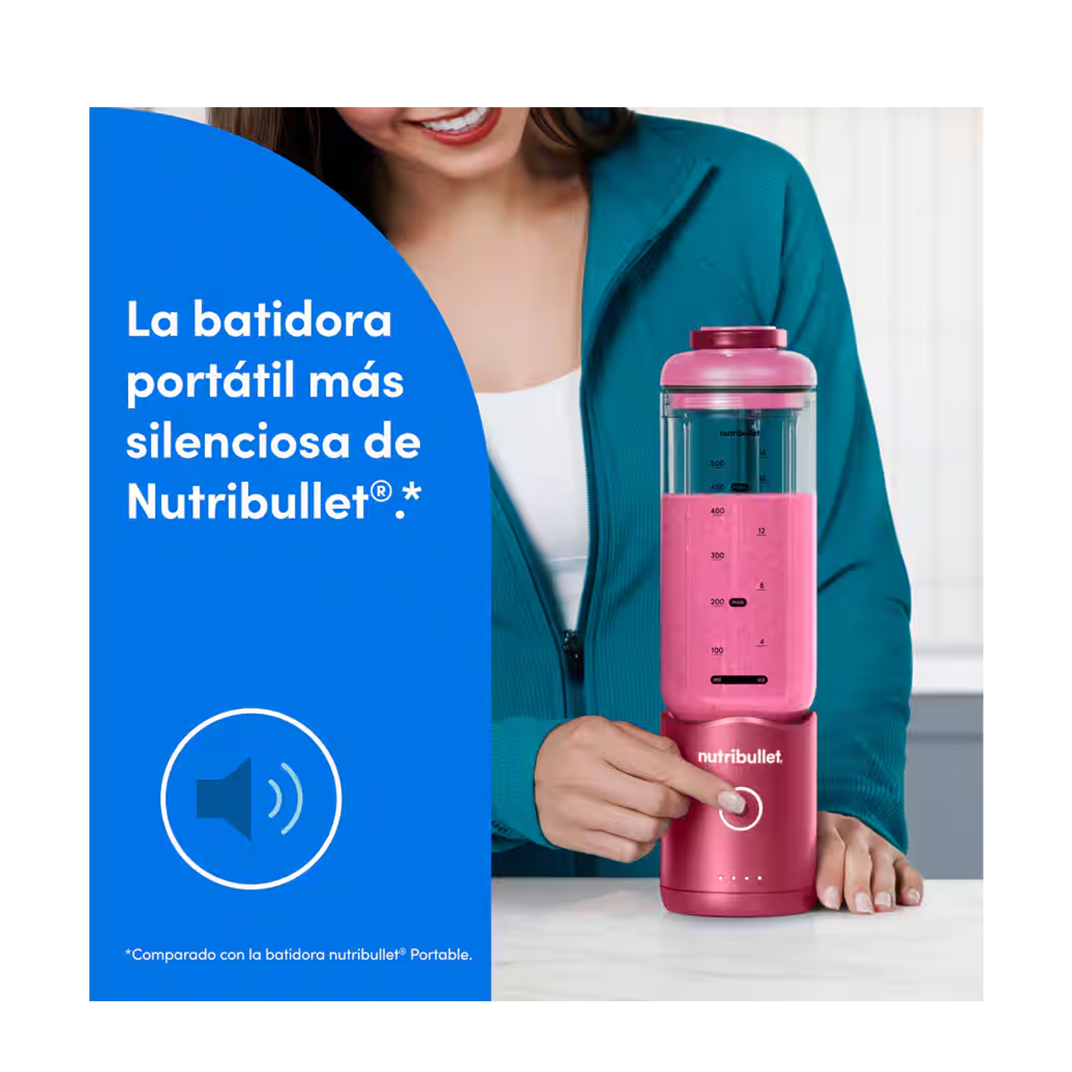 LICUADORA PORTÁTIL NUTRIBULLET FLEX 650 ML PARA SMOOTHIES Y BATIDOS FUCSIA - 3