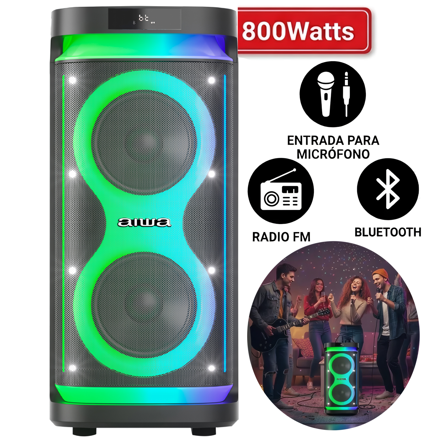 TORRE DE SONIDO AWPOH5D 800W PMPO CON LUCES LED - 1