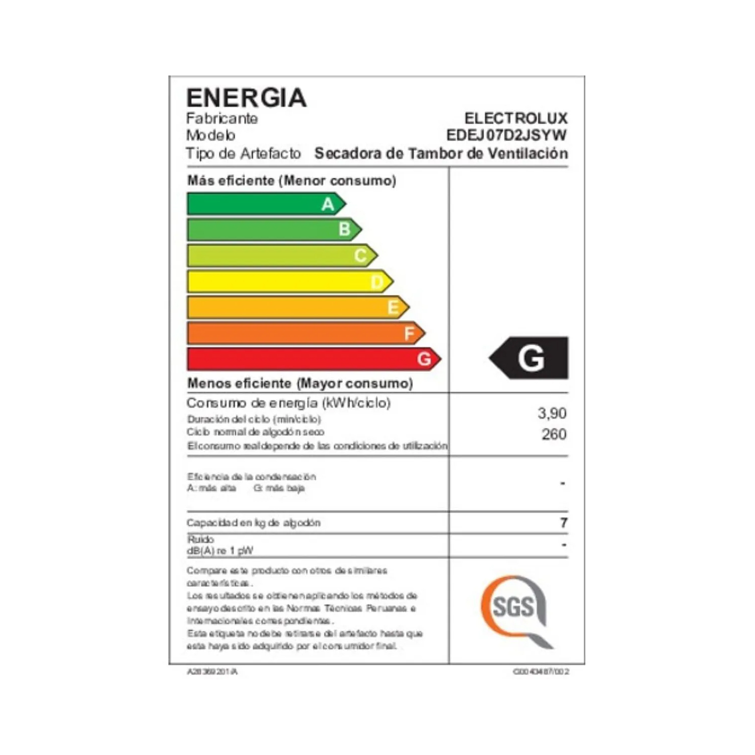 SECADORA 7KG BLANCO PREMIUM CARE CON TIME CONTROL EDEJ07D2JSYW - 5