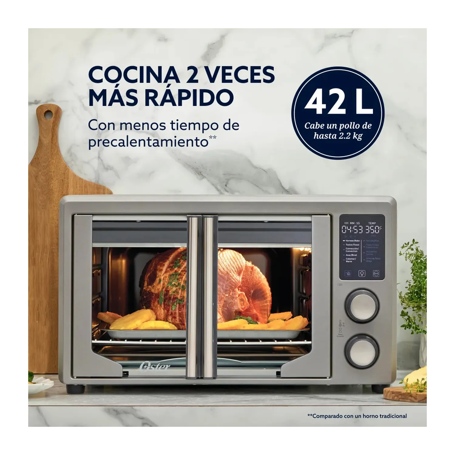 HORNO CON FREIDORA DE AIRE DIGITAL DE 42 LITROS, PUERTAS FRANCESAS TSSTTV42FDDAFNS - 5