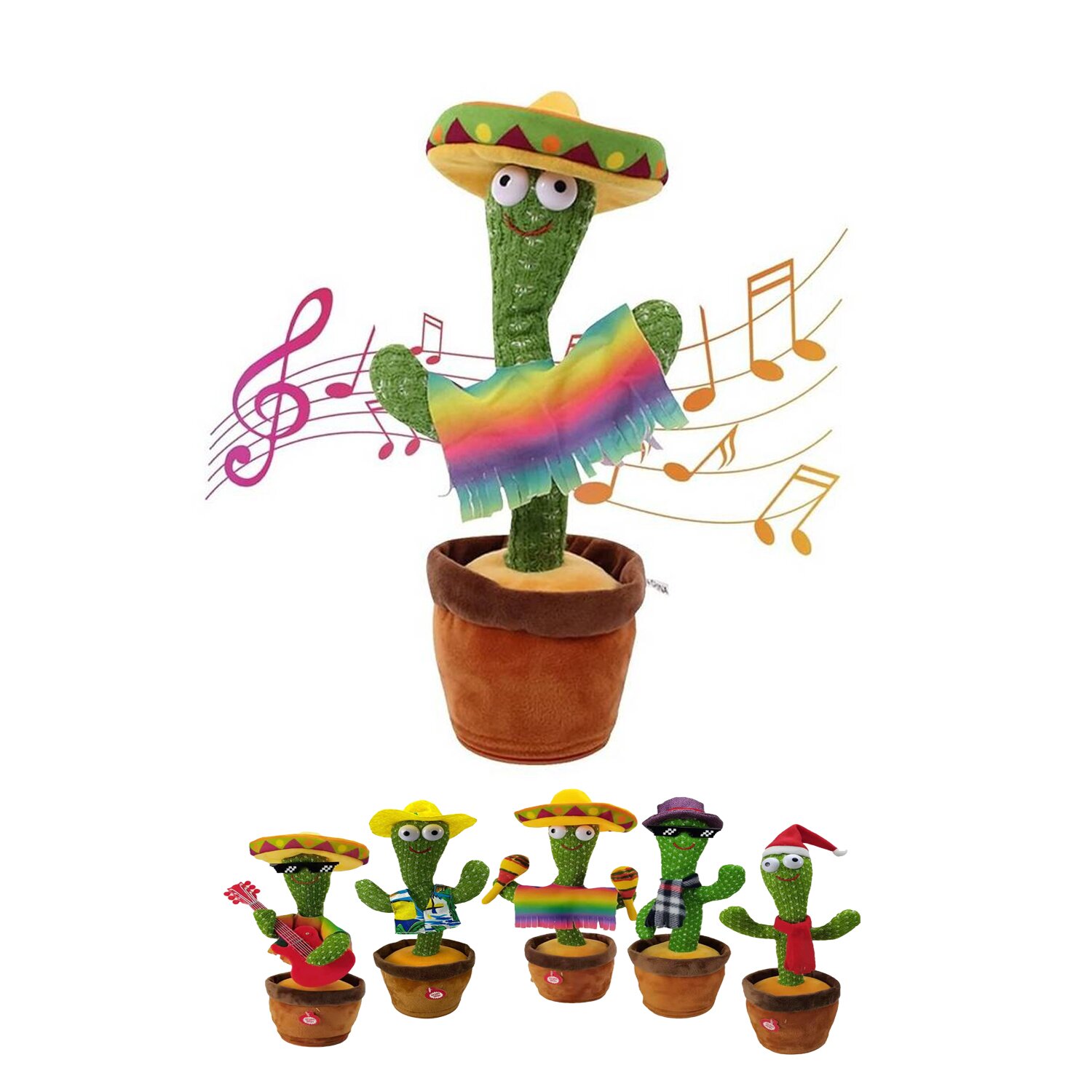 JUGUETE CACTUS BAILARÍN MUSICAL IMITA CON ROPA - 1