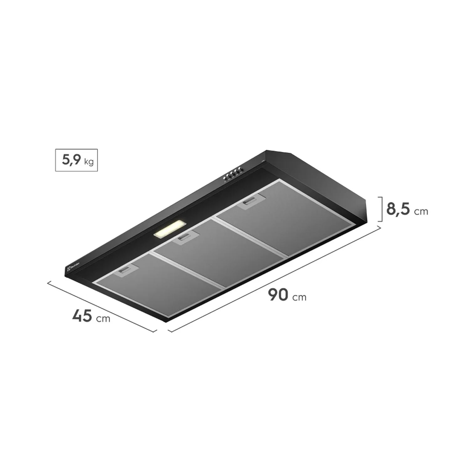 CAMPANA EXTRACTORA ELECTROLUX 90CM ALTO PODER DE SUCCIÓN E ILUMINACIÓN LED NEGRA DE9SB - 2