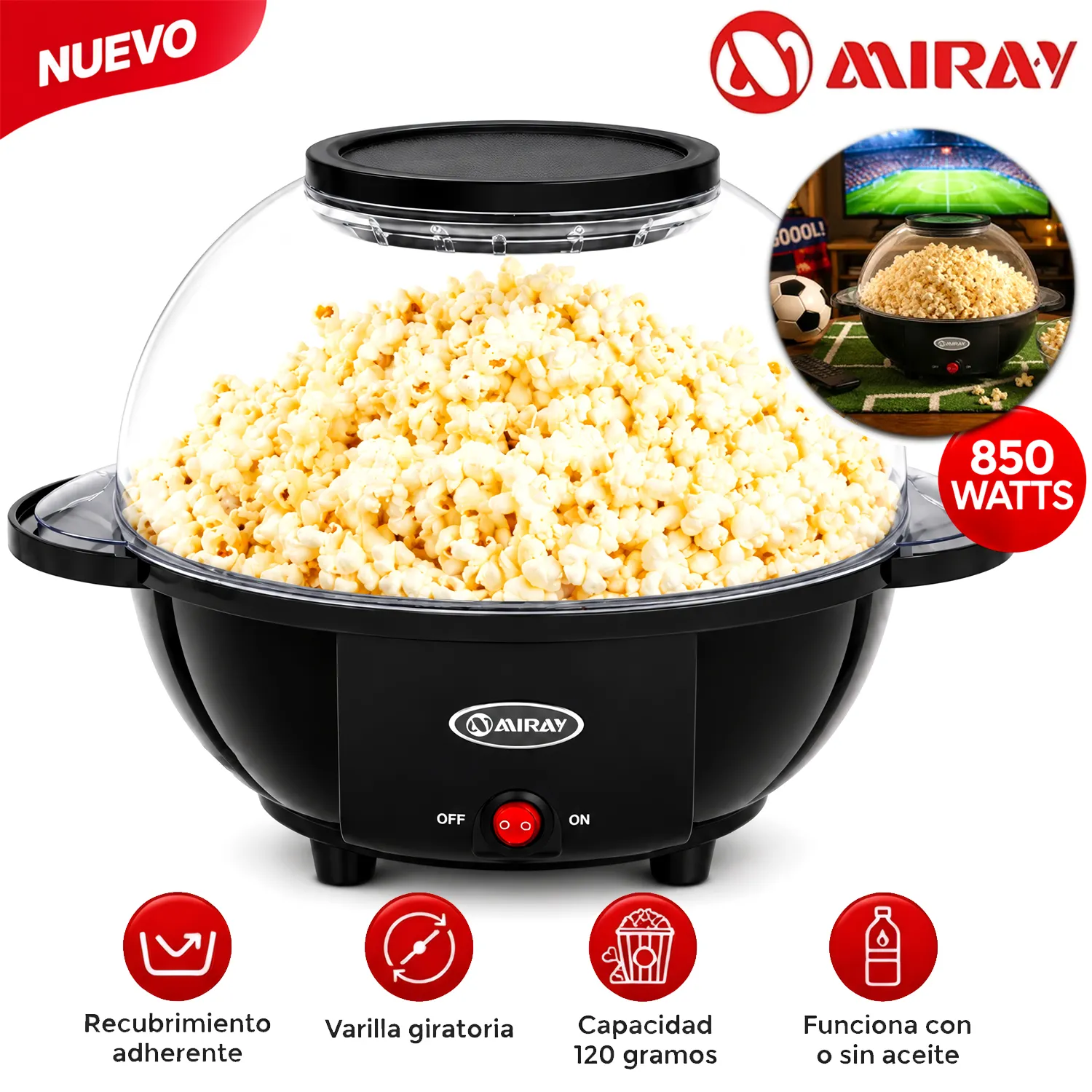 COMBO MIRAY REFRIGERADORA RM-136H  130L + MÁQUINA POP CORN - 5
