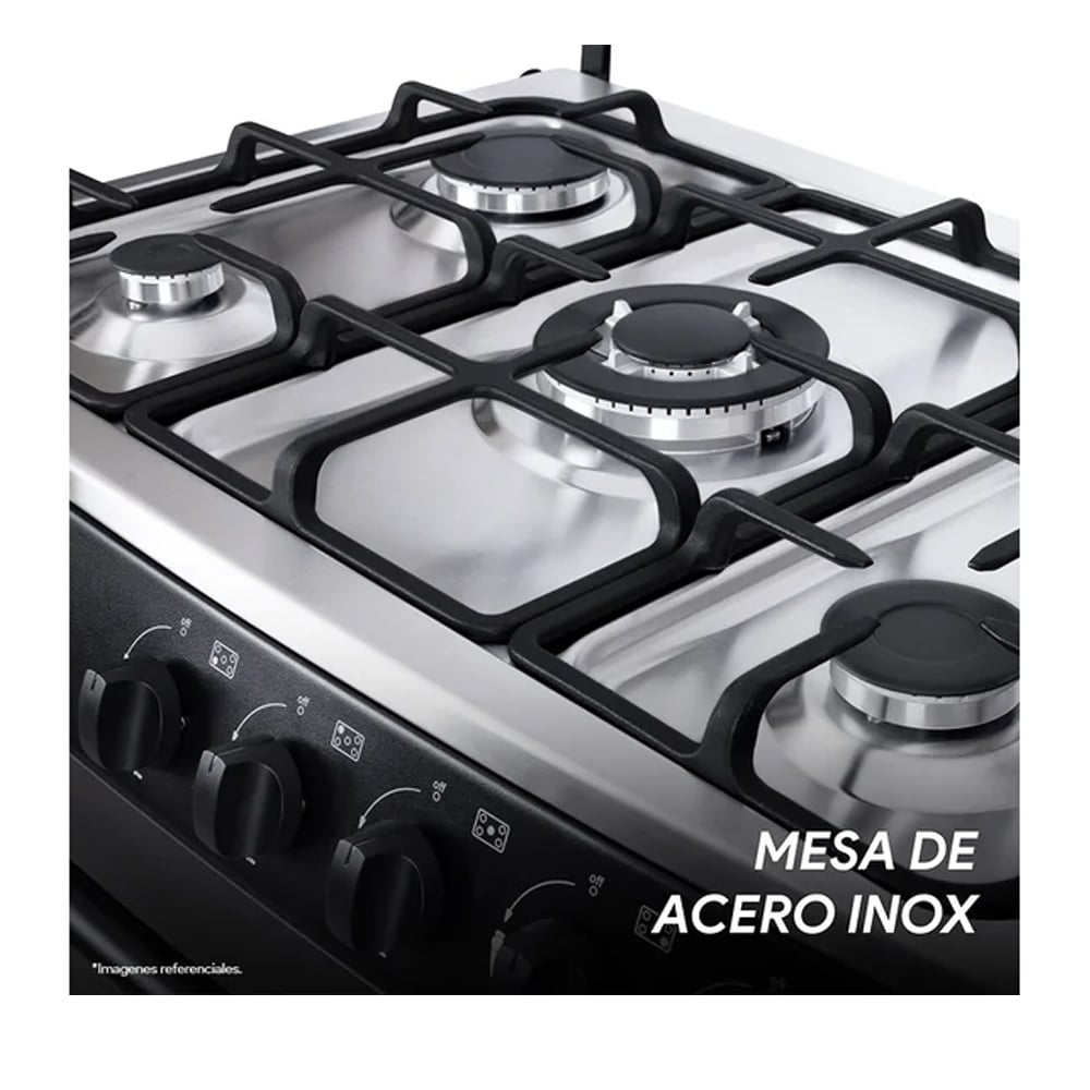 COMBO MIRAY COCINA A GAS GIRASOL PLUS GLP 5 HORNILLAS +CAMPANA 90CM INOX - 4