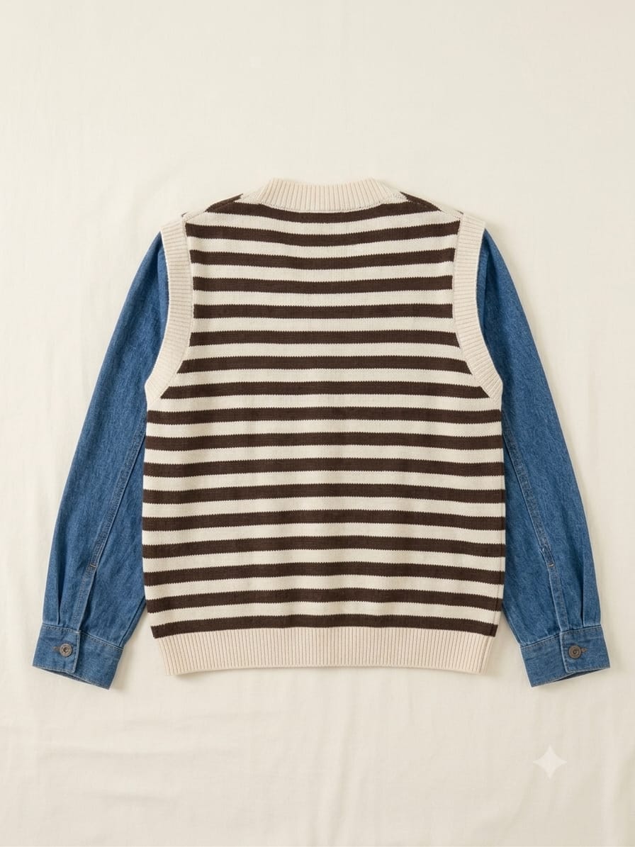 CHOMPA A RAYAS CON MANGAS JEAN MODELO COREANO PEACE AND LOVE MUJER - 2