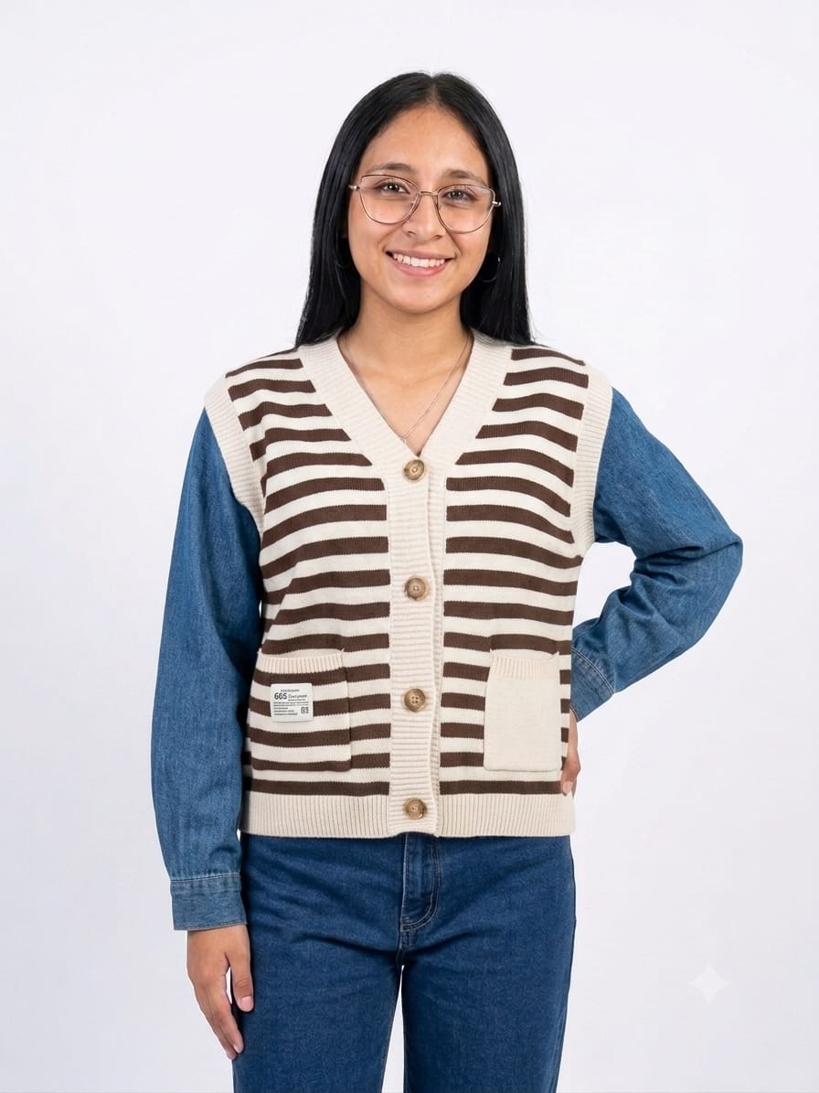 CHOMPA A RAYAS CON MANGAS JEAN MODELO COREANO PEACE AND LOVE MUJER - 3
