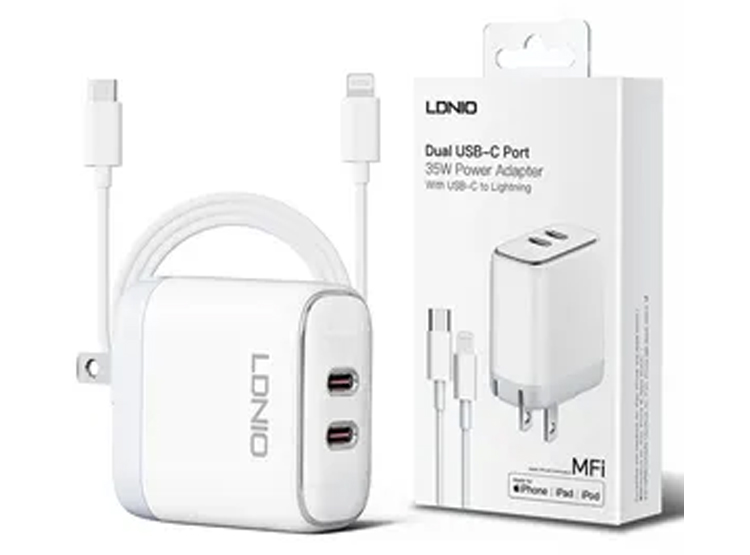 Ripley - CARGADOR LDNIO 35W MFI 2XUSB-C- USB-C PARA LIGHTNING BLANCO A2528M