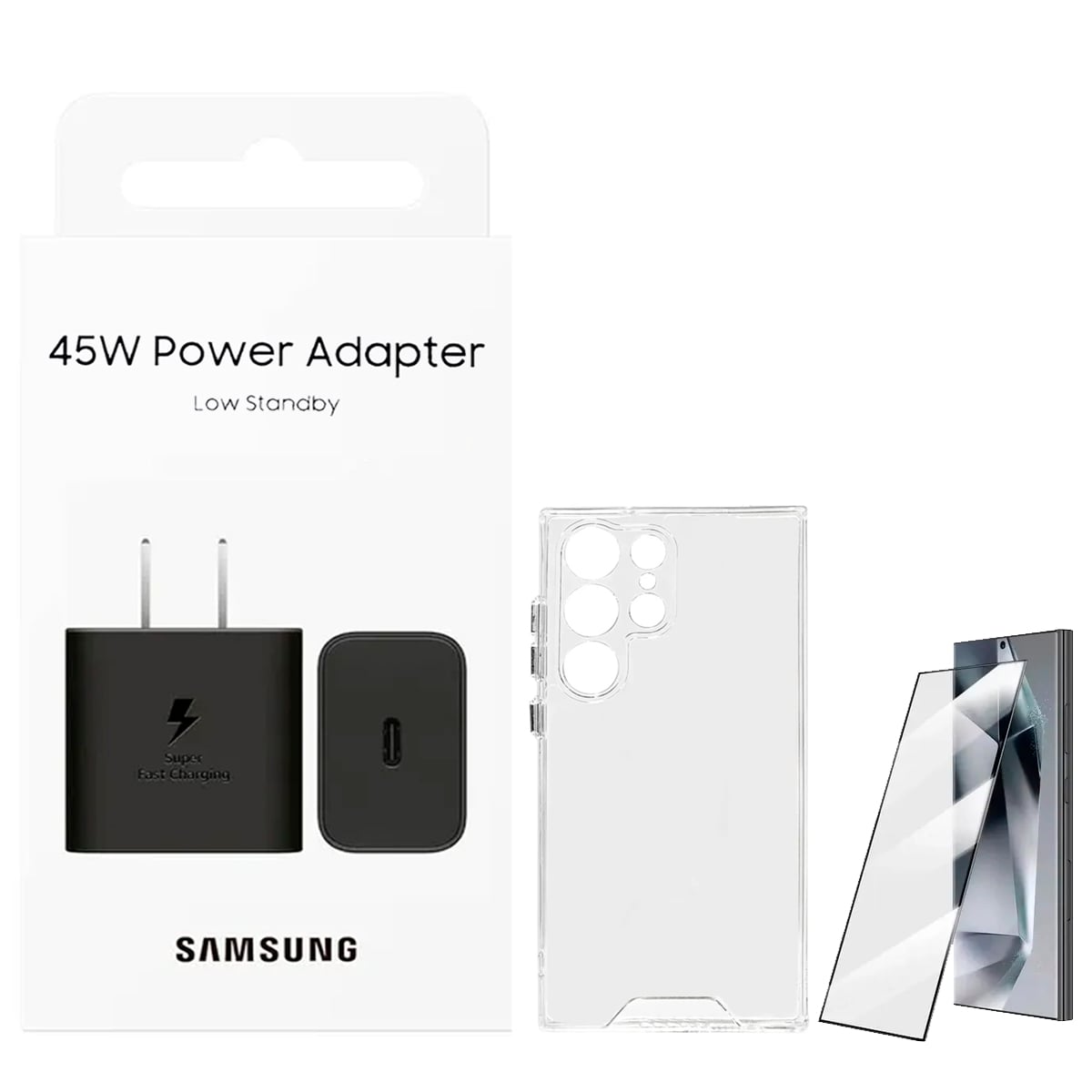 ADAPTADOR SAMSUNG 45W + CASE SPACE CON VIDRIO PARA S25 ULTRA - 1