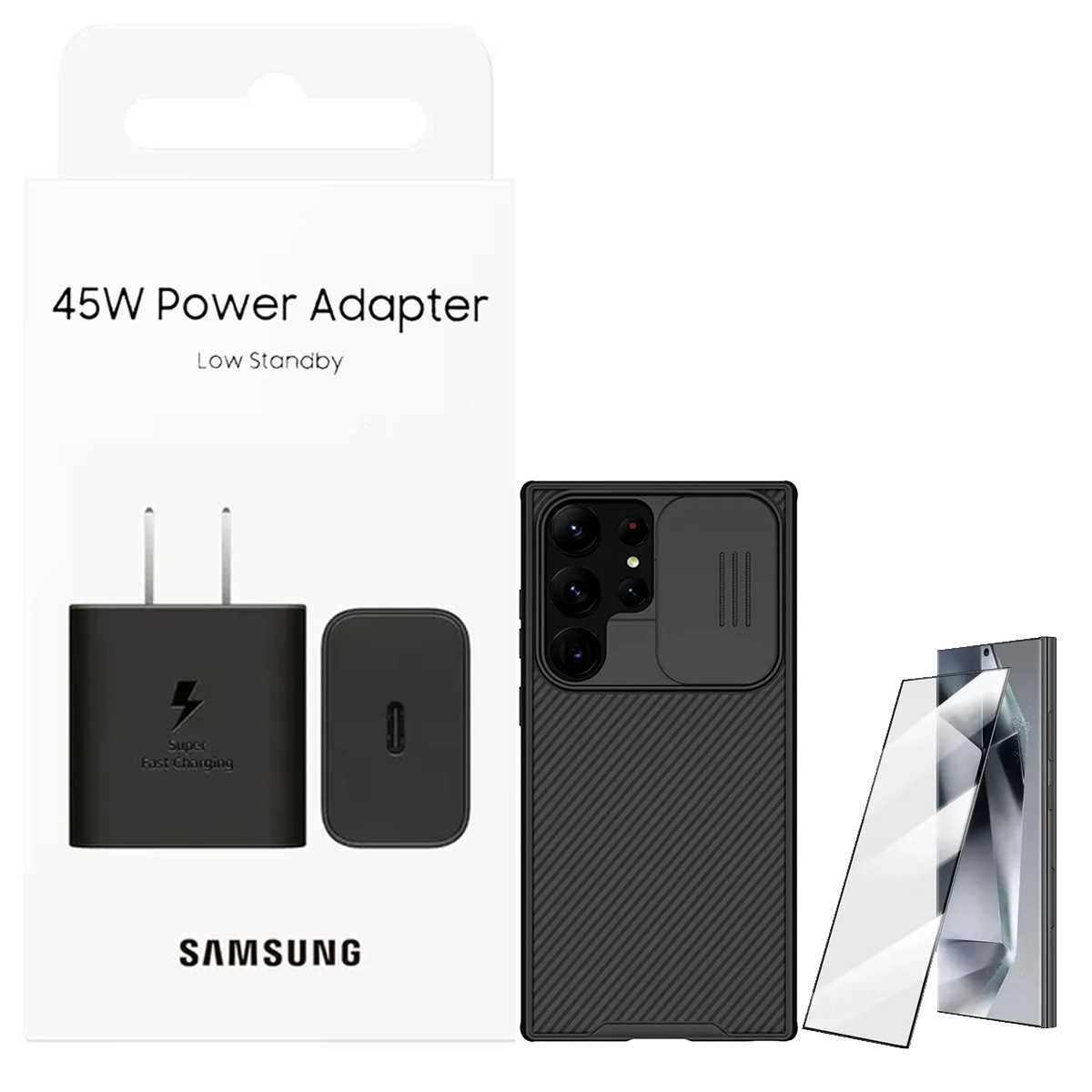 ADAPTADOR SAMSUNG 45W + CASE NILLKIN Y VIDRIO PARA S25 ULTRA - 1