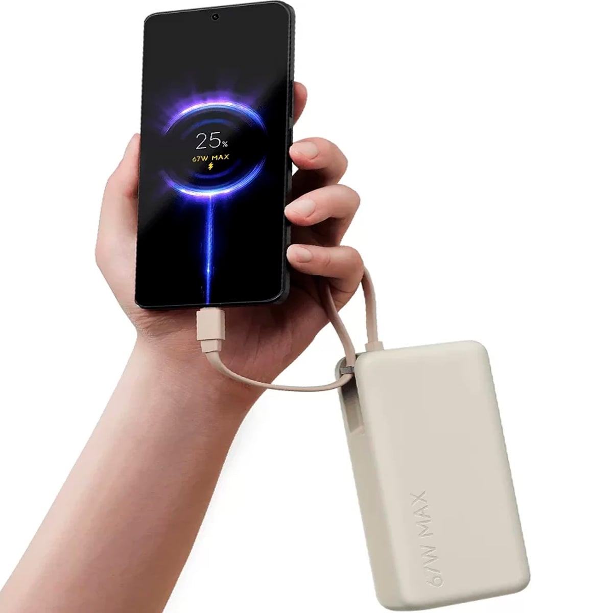 XIAOMI 67W POWERBANK 20000 (INTEGRATED CABLE) CARGA RAPIDA BEIGE - 2