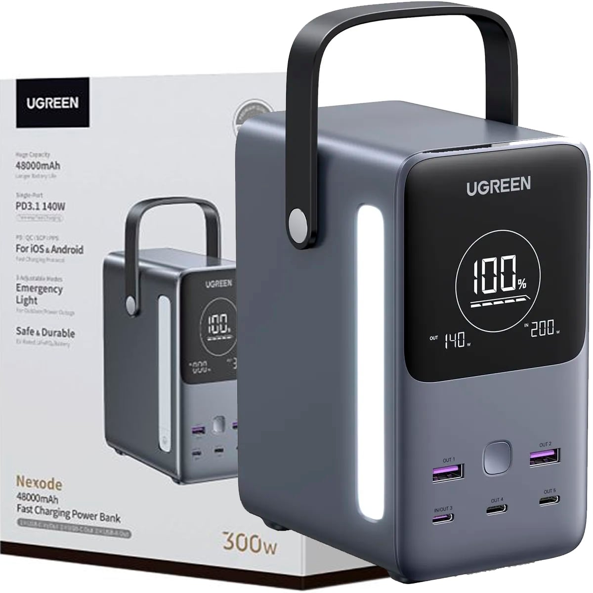 UGREEN NEXODE POWER BANK 48000MAH 300W GRIS CARGA RAPIDA PB770 - 1
