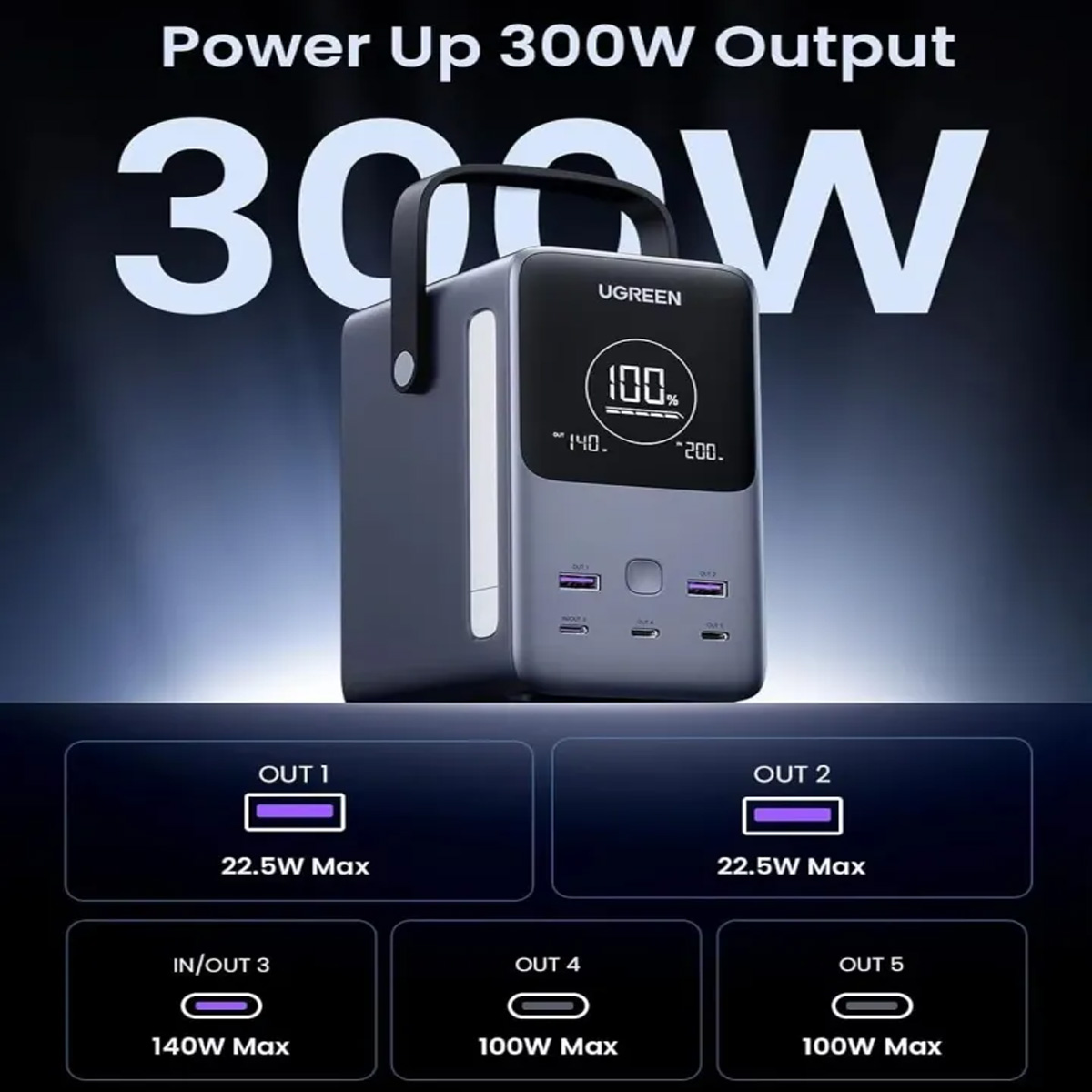UGREEN NEXODE POWER BANK 48000MAH 300W GRIS CARGA RAPIDA PB770 - 5