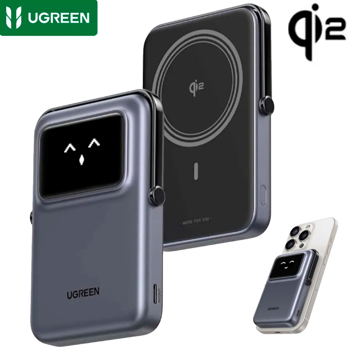 BATERÍA MAGNÉTICA EXTERNA UGREEN 10000 PB764 MAG-GO 20W QI2 (45329) GRIS - 1
