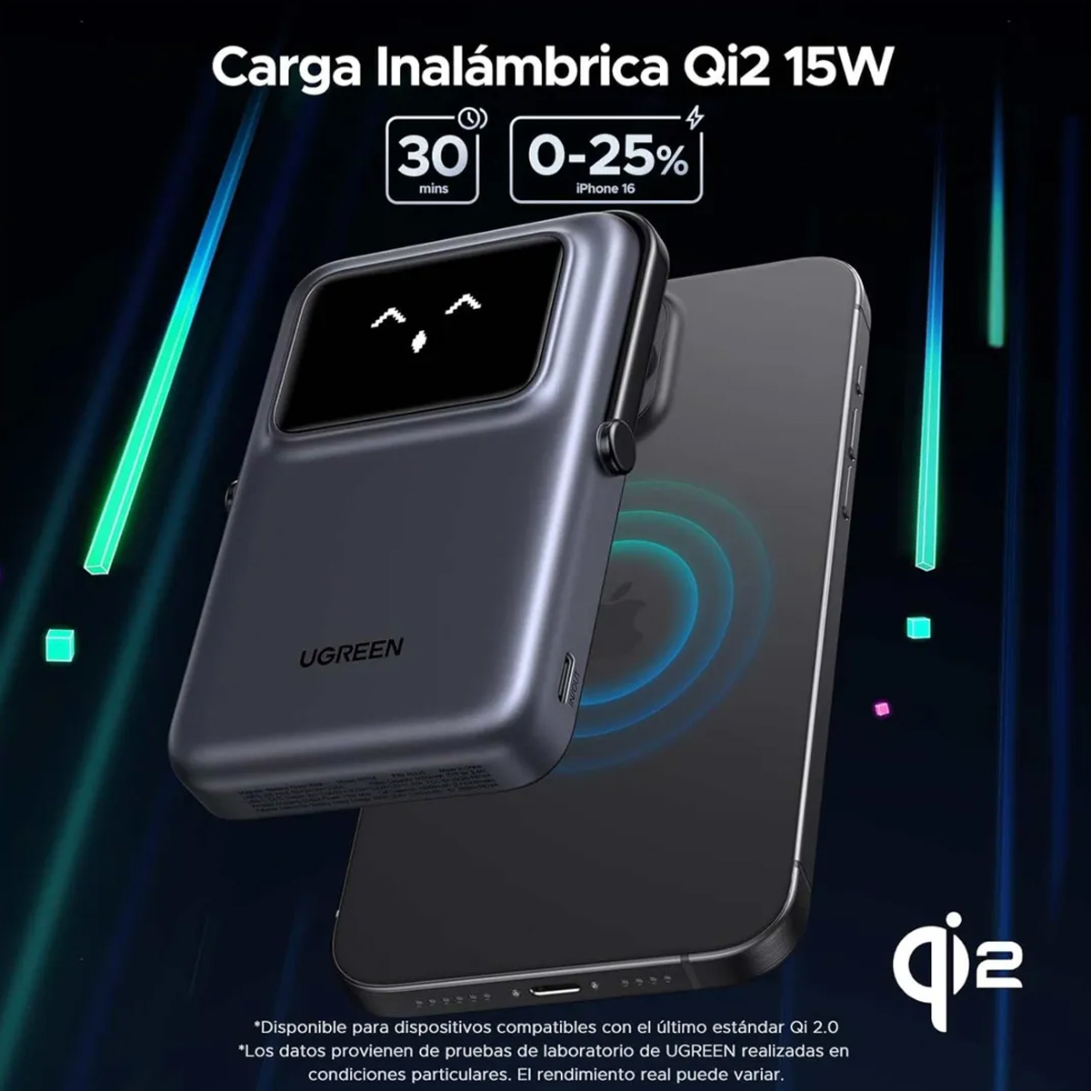BATERÍA MAGNÉTICA EXTERNA UGREEN 10000 PB764 MAG-GO 20W QI2 (45329) GRIS - 5