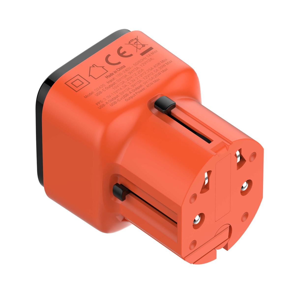 ADAPTADOR DE VIAJE UNIVERSAL LDNIO Q2420 DE 45W PUERTOS USB Y TIPO C - 3