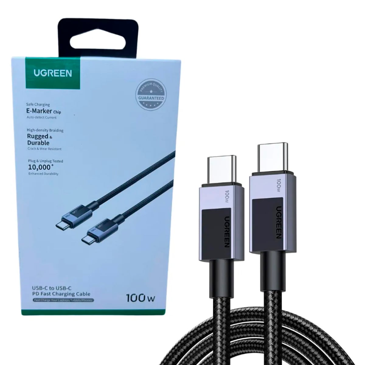 CABLE USB-C A USB-C UGREEN L512 CARGA RÁPIDA 100W TRENZADO 2M - 2