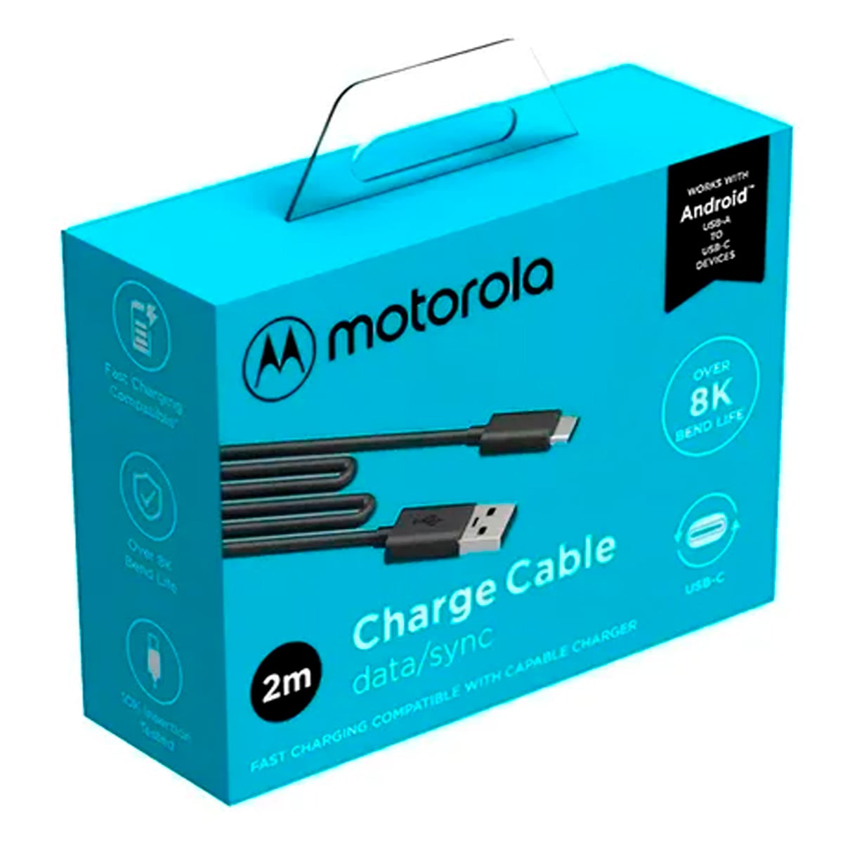CABLE MOTOROLA USB A A TIPO-C DE CARGA RÁPIDA 2 METROS - 5