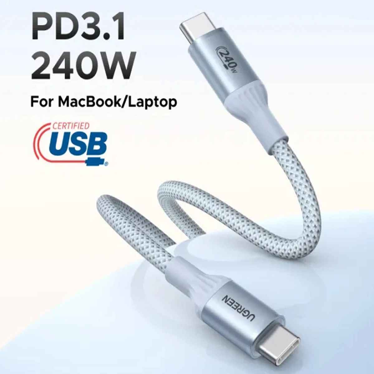 UGREEN CABLE 240W TIPO-C A C CERTIFICACIÓN USB-IF BLANCO L534 -75731 - 3