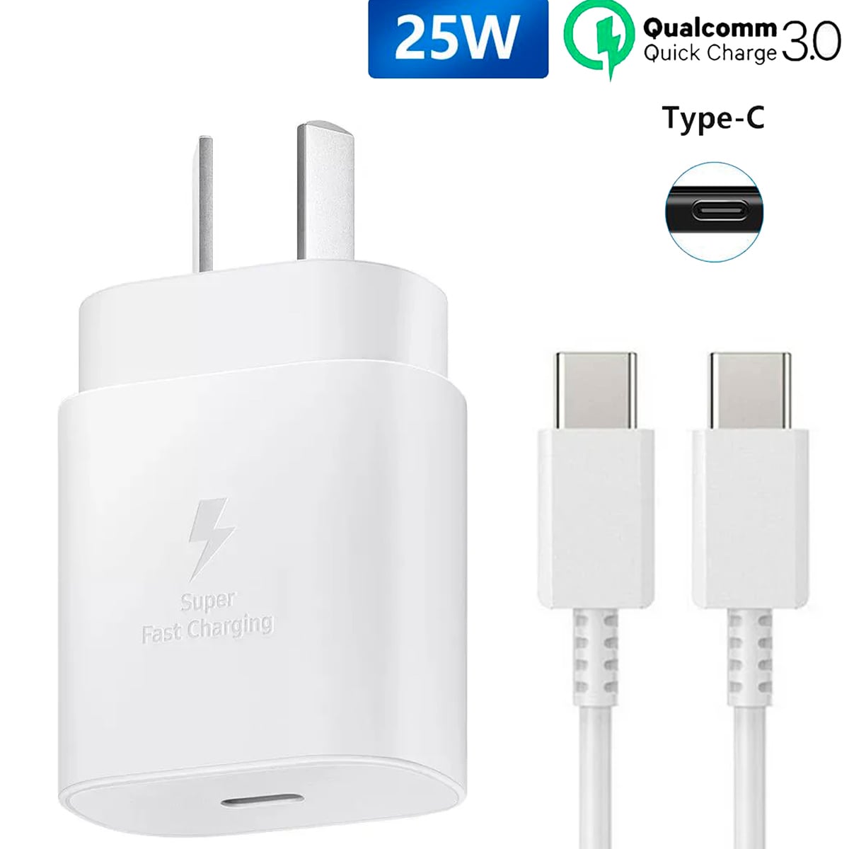 CARGADOR 25W CON CABLE TIPO C PARA GALAXY TABLETS BLANCO - 2
