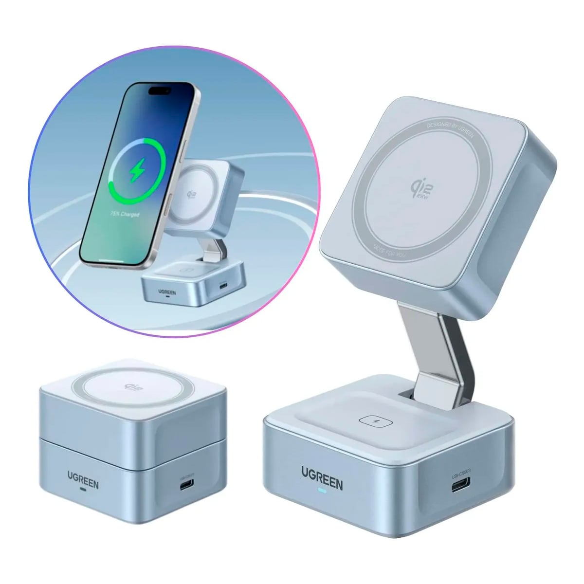 CARGADOR UGREEN W752 MAGFLOW 25W QI2 MAGSAFE INALÁMBRICO MAGNÉTICO - 1