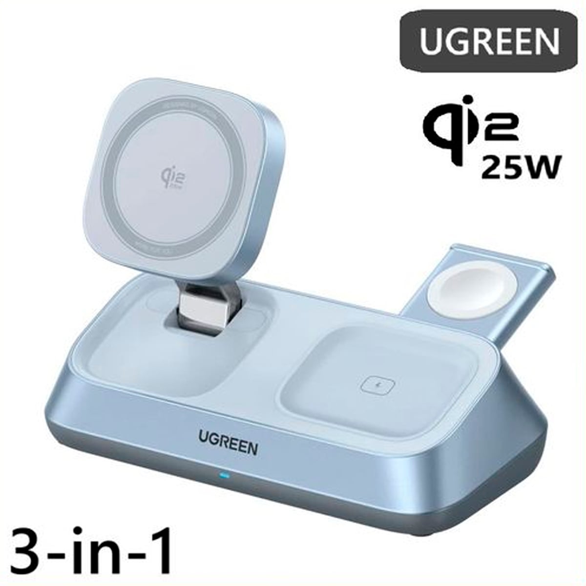 BASE DE CARGA INALÁMBRICO UGREEN W711 25W QI2 3-IN-1 MAGFLOW - 1